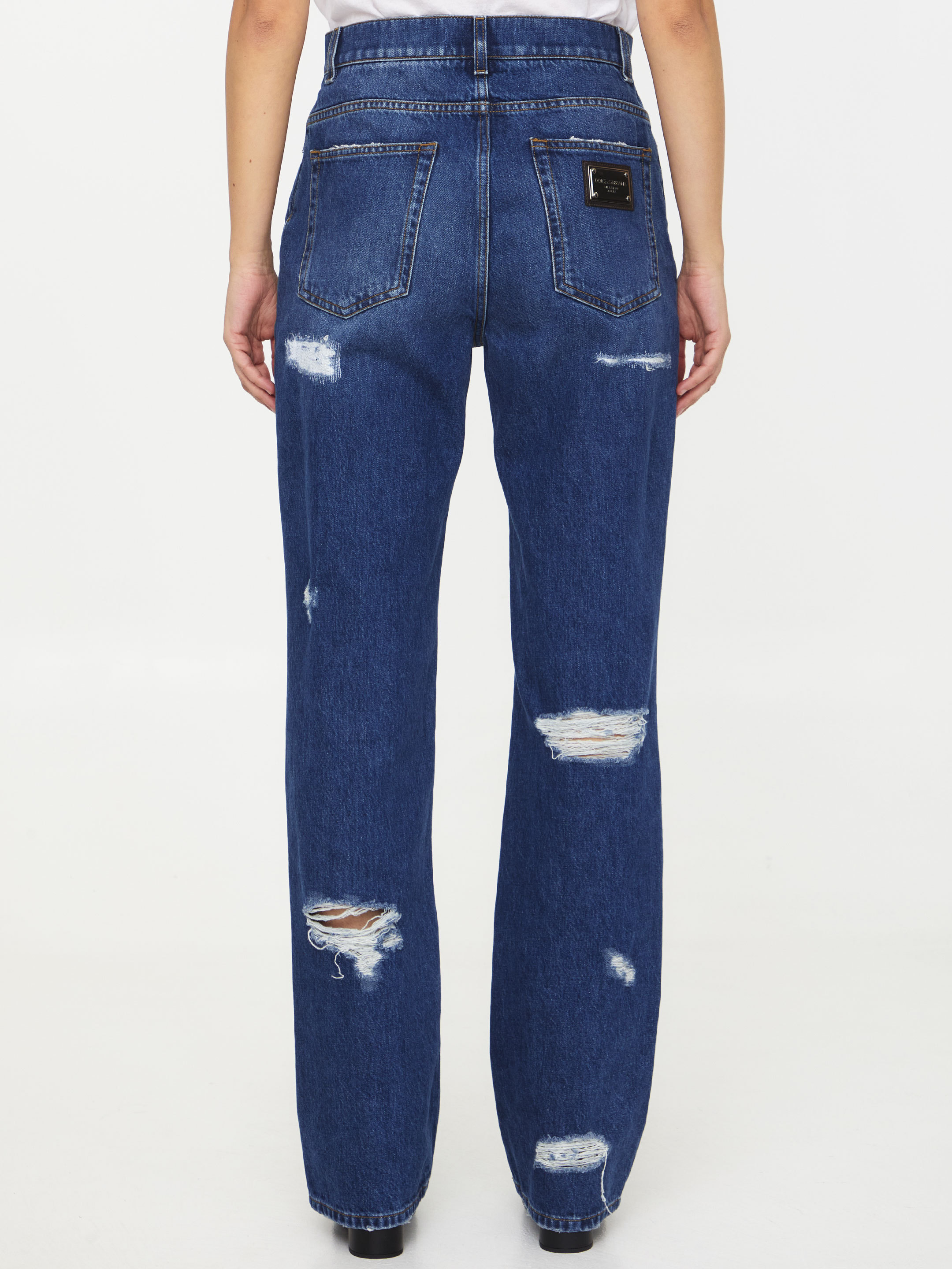 DOLCE & GABBANA DISTRESSED-EFFECT STRAIGHT-LEG JEANS