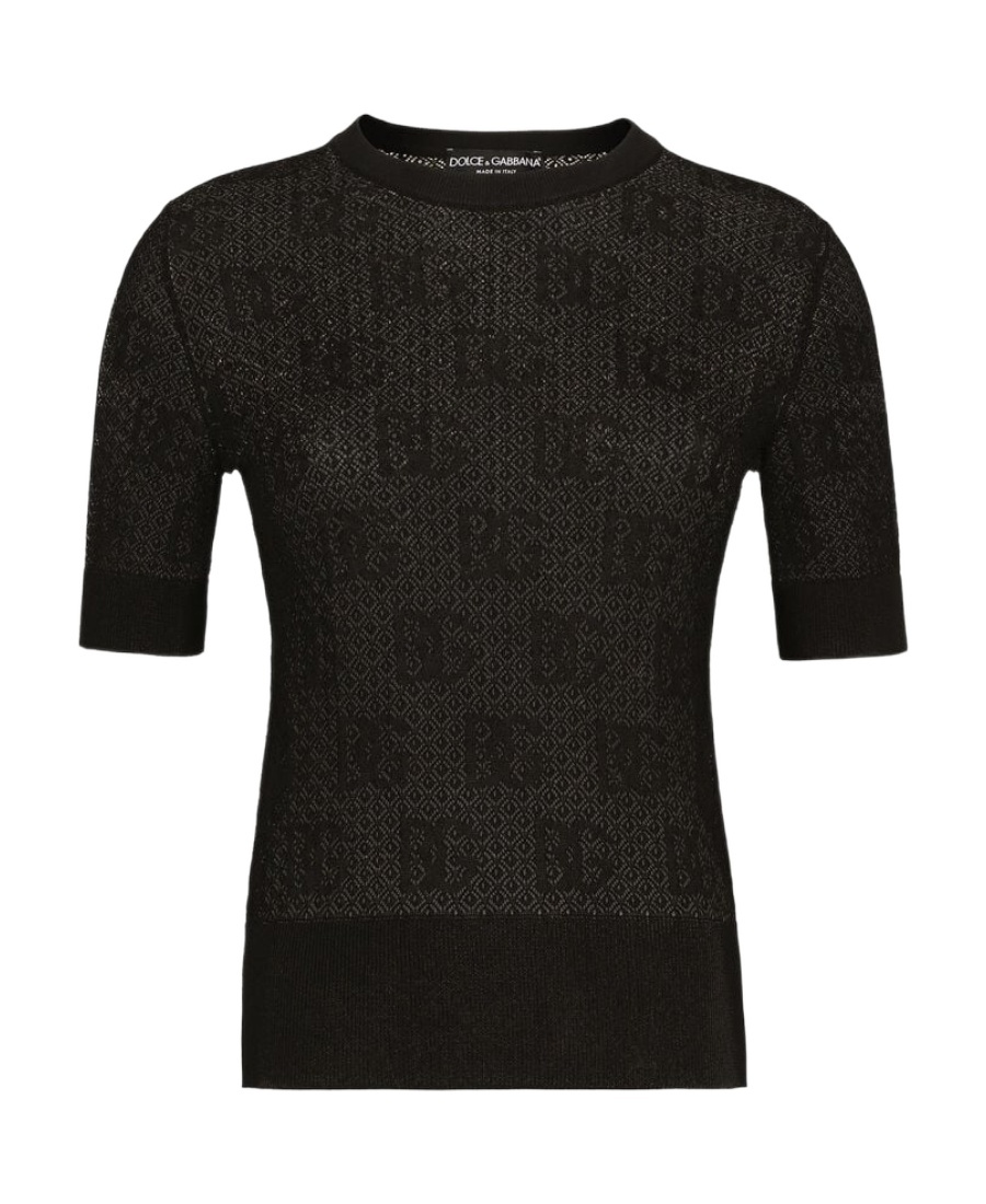 Dolce & Gabbana Monogram-jacquard Round-neck Top In Black