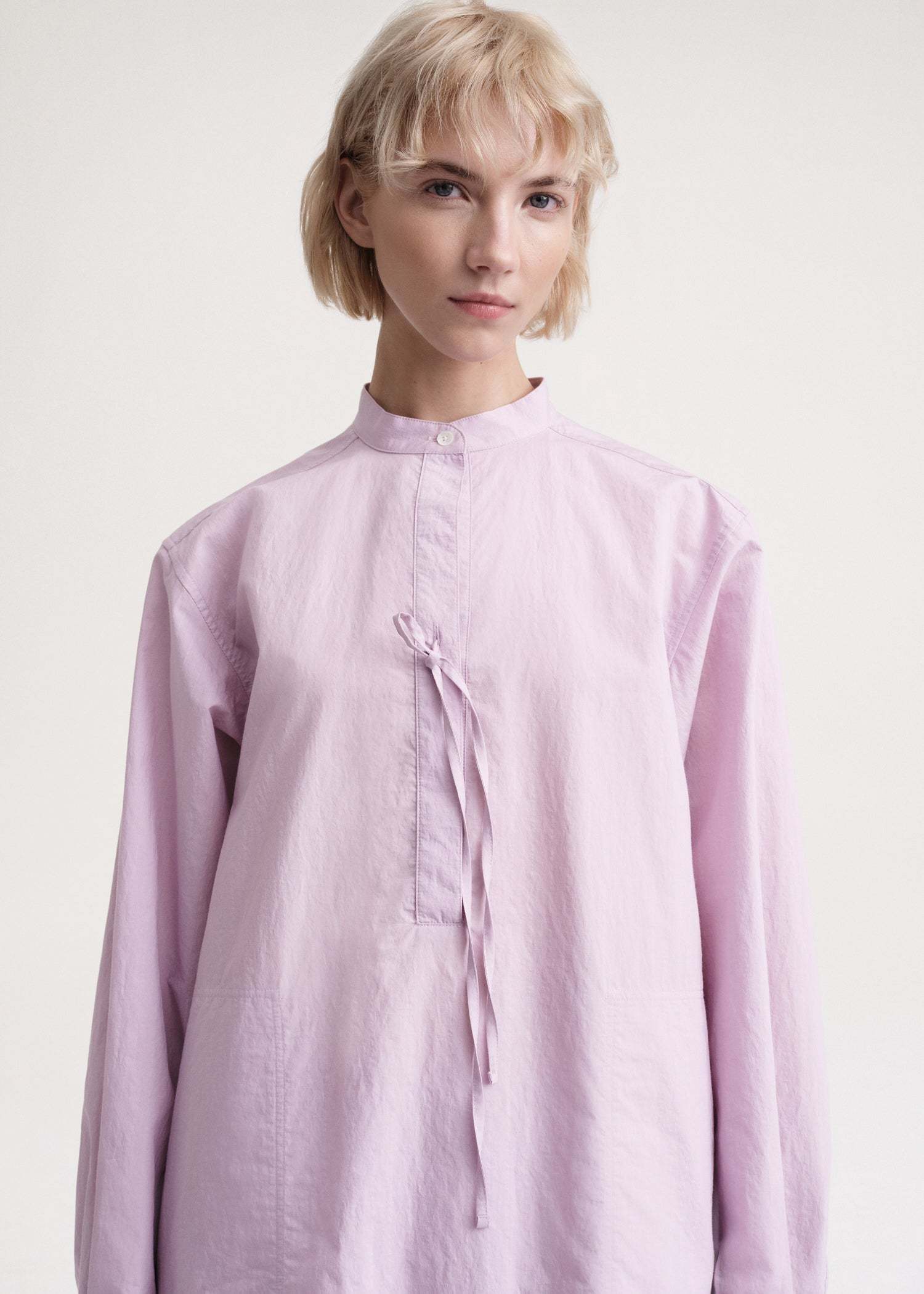 Totême High-neck Poplin Tunic Dress In Purple