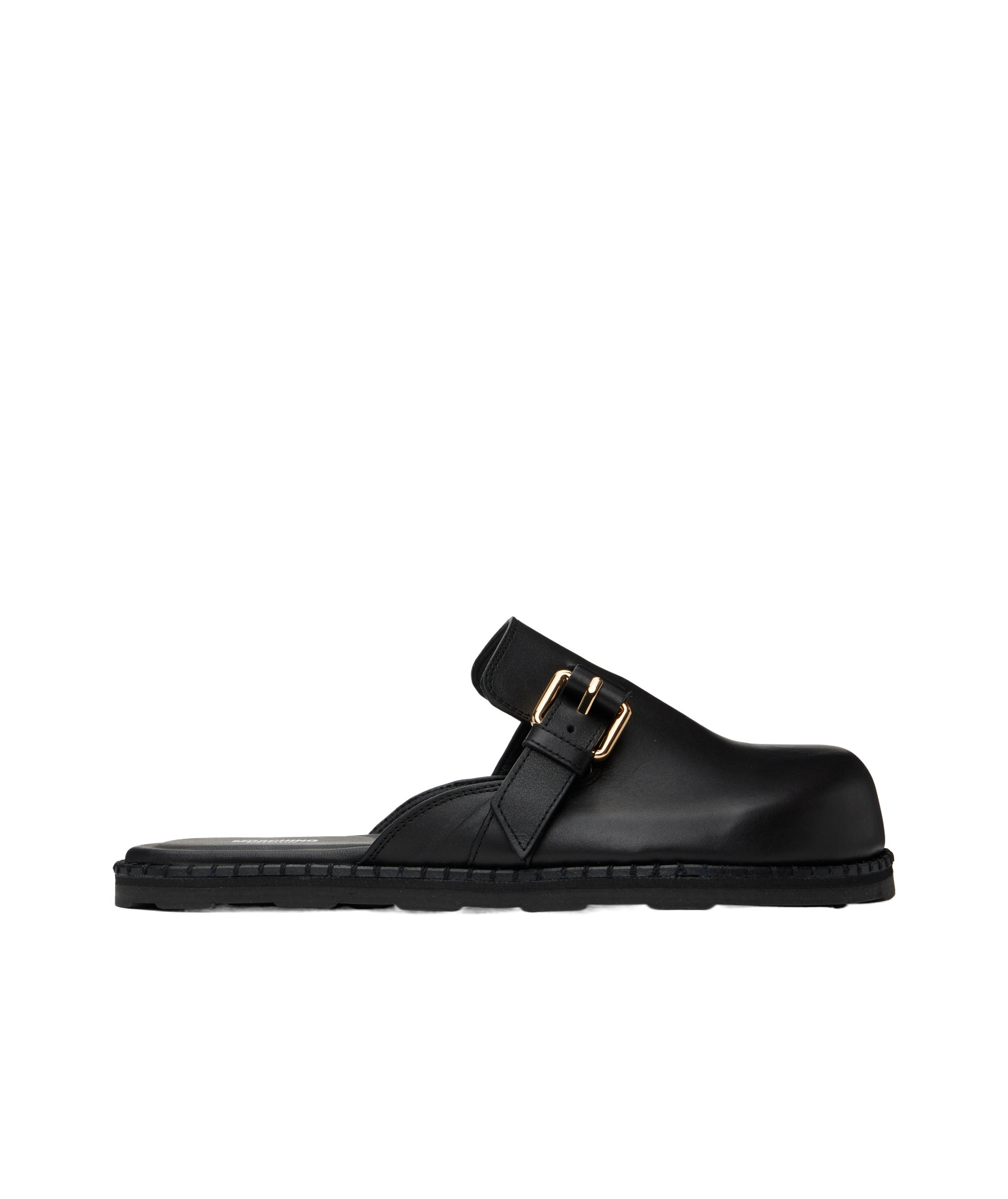 Moschino Black Leather Mule Loafers In Black