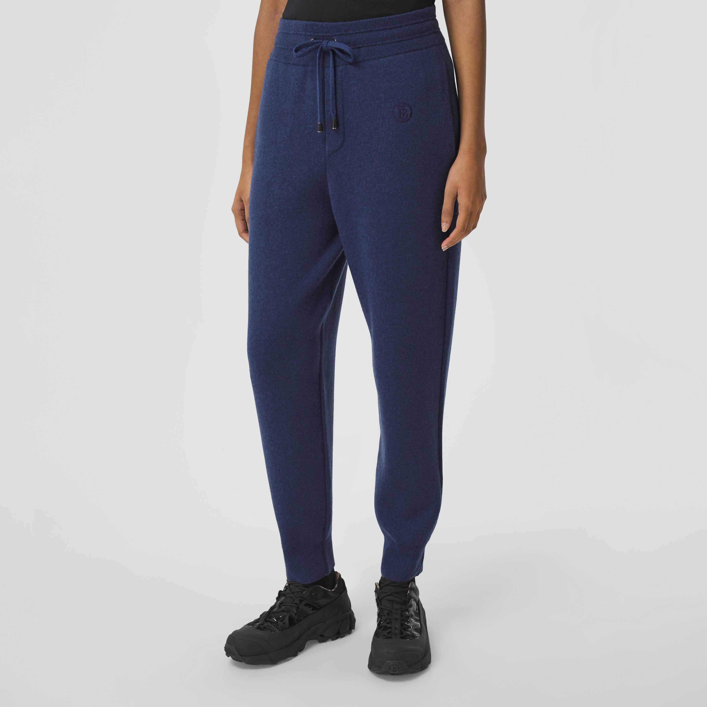Burberry Embroidered Logo Track Pants In Blue
