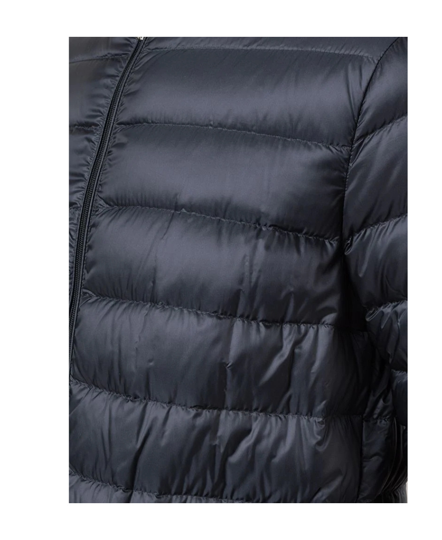 Moncler Dark Blue Stand-neck Down Jacket In Blue