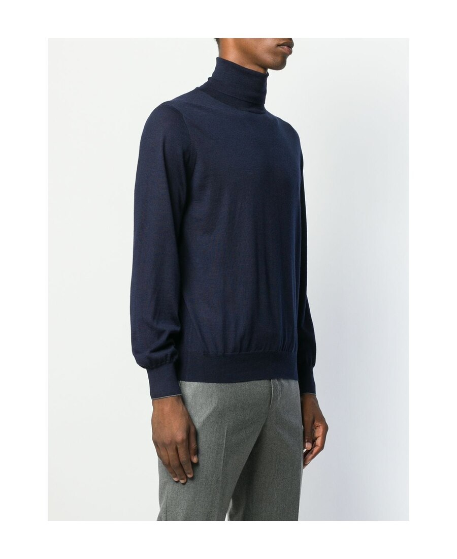Brunello Cucinelli Knit Turtleneck Sweater Ribbed Cuffs In Black