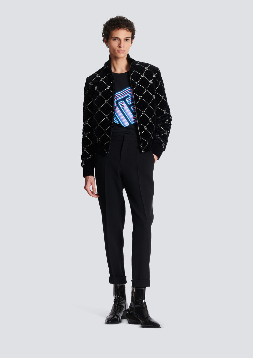 Balmain Embroidered Crepe Straight-leg Tailored Trousers In Black