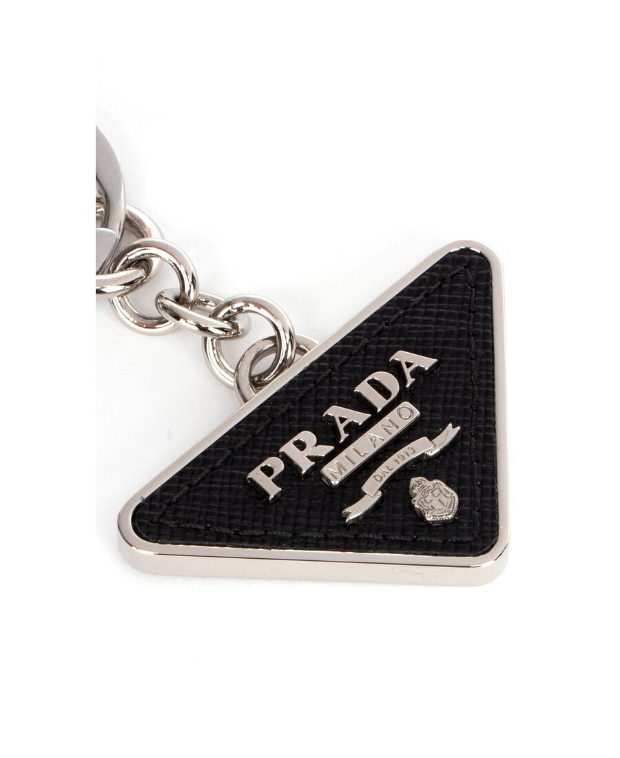 Prada Black Metal Key Ring In Black