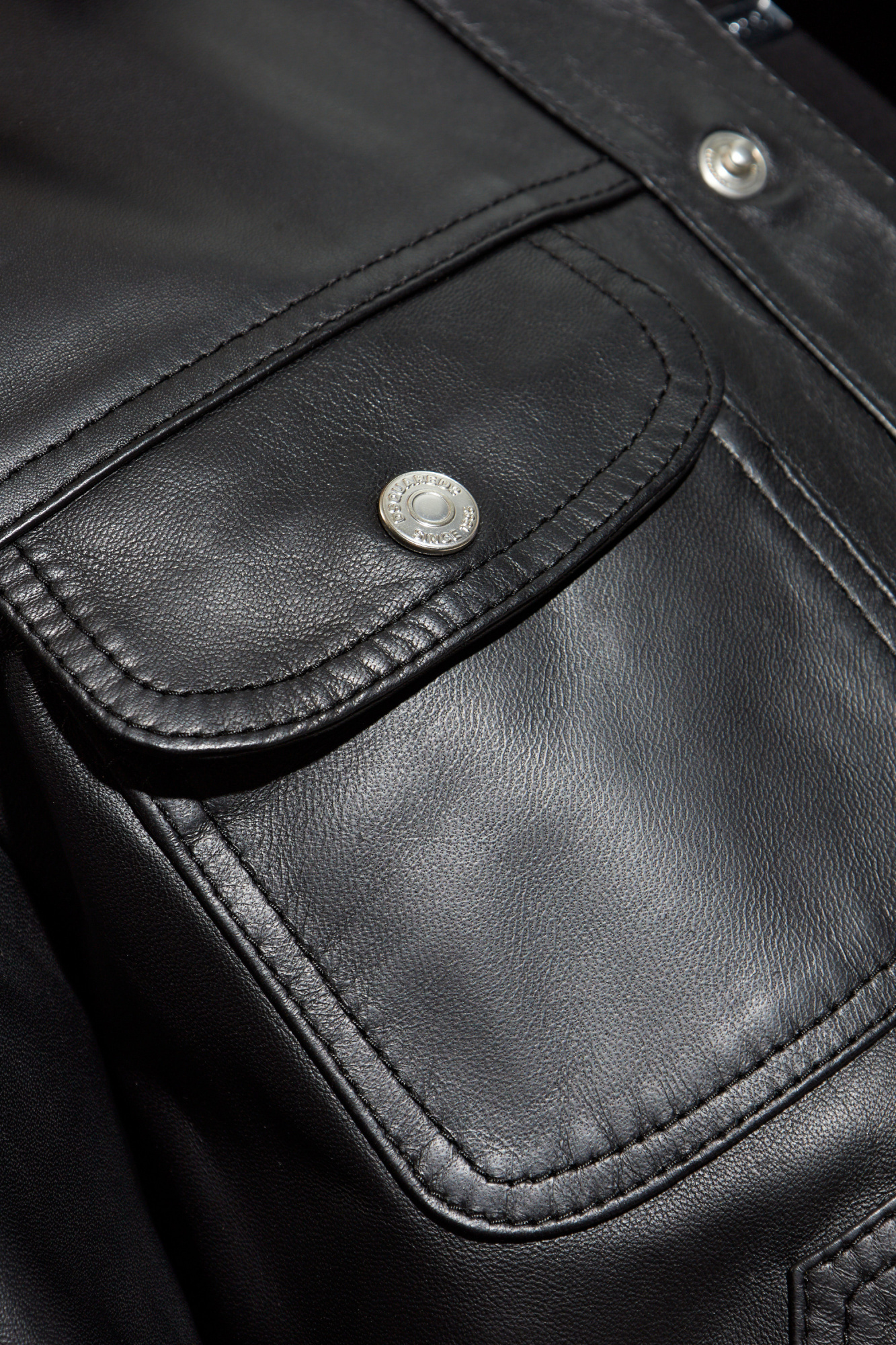 Dsquared2 Long-sleeved Leather Jacket In Black