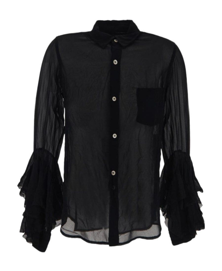 COMME DES GARÇONS RUFFLE-DETAILED SEMI-SHEER SHIRT