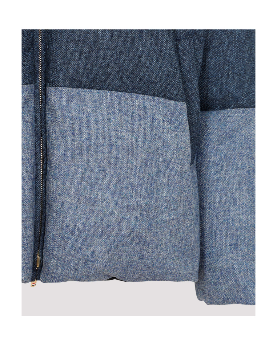 Thom Browne 4 Bar Reversible Neck Zip Up Jacket In Blue