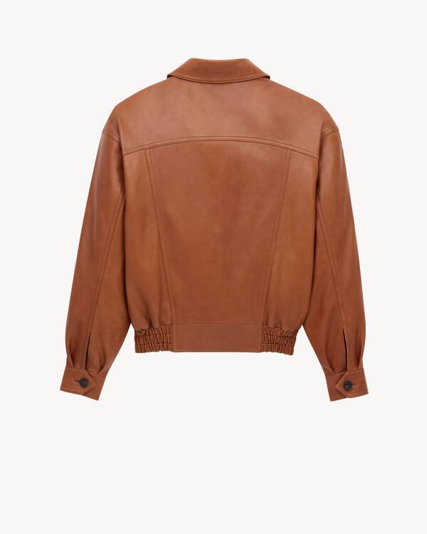 Saint Laurent Long-sleeved Bomber Jacket In Brown