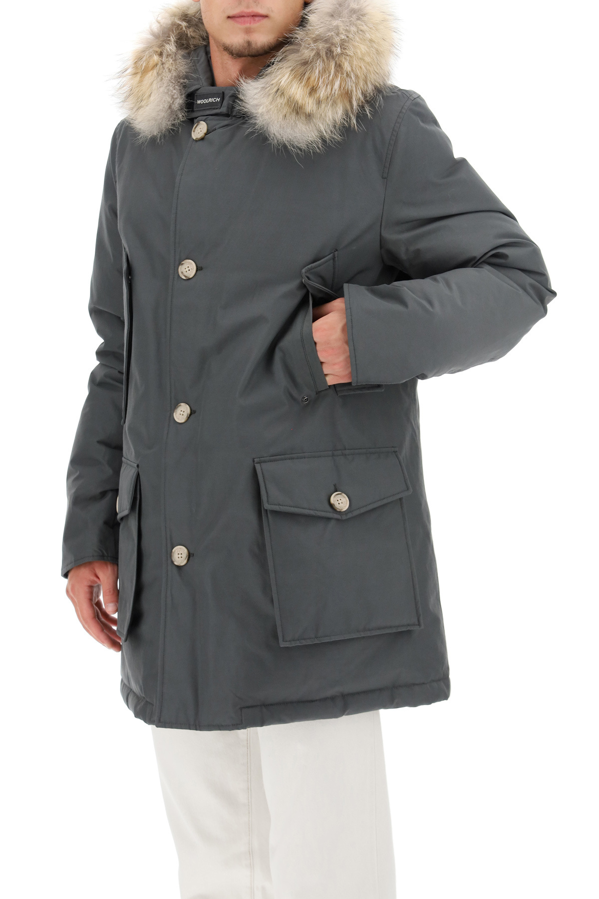 Woolrich Long-sleeved Coat In Black