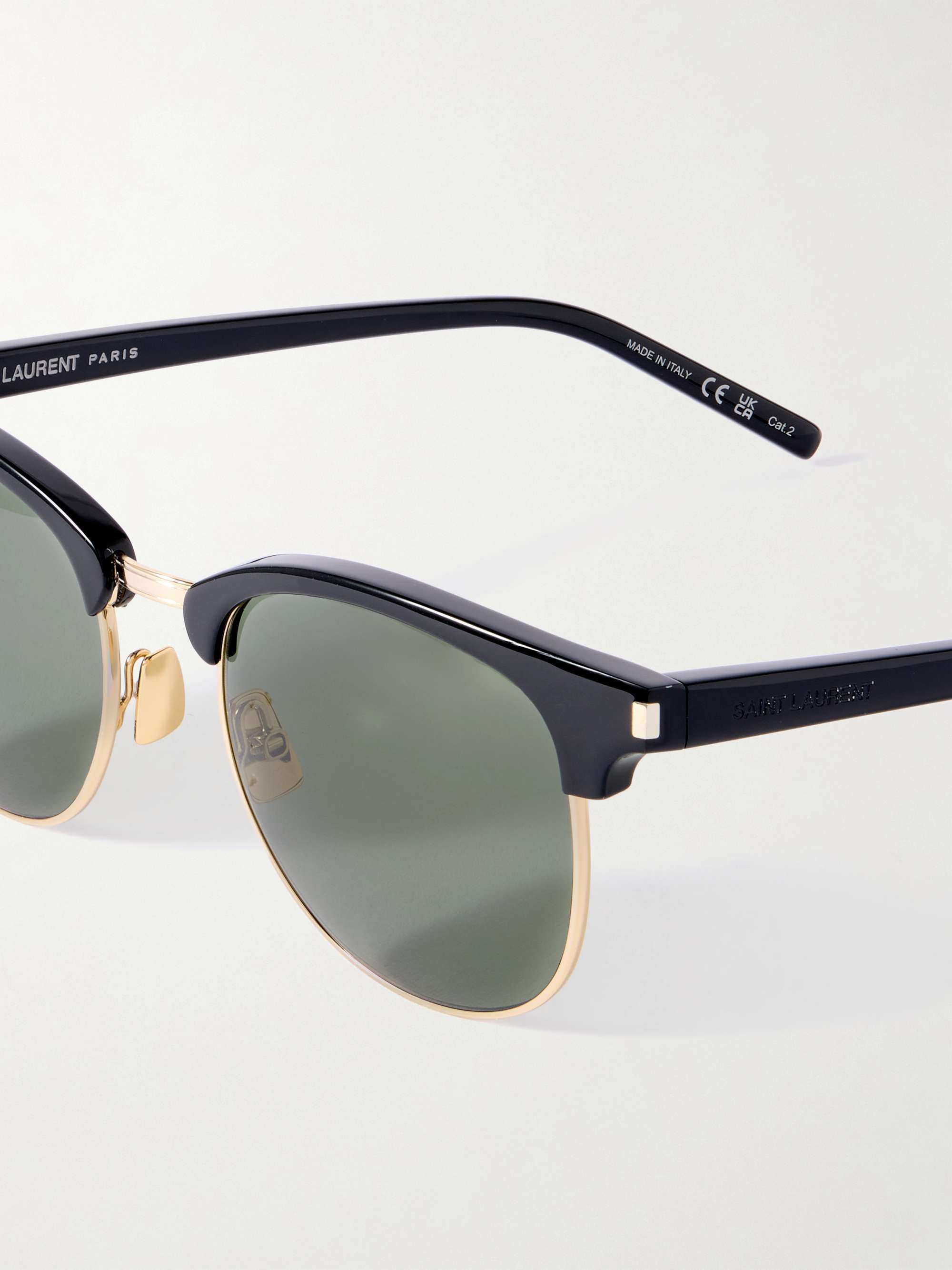 Saint Laurent Logo Sunglasses In Gray