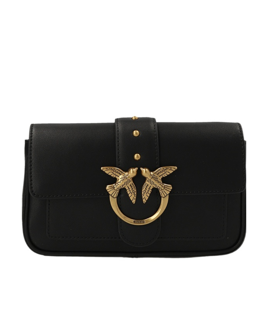 Shop Pinko Love Mini Icon Crossbody Bag In Black