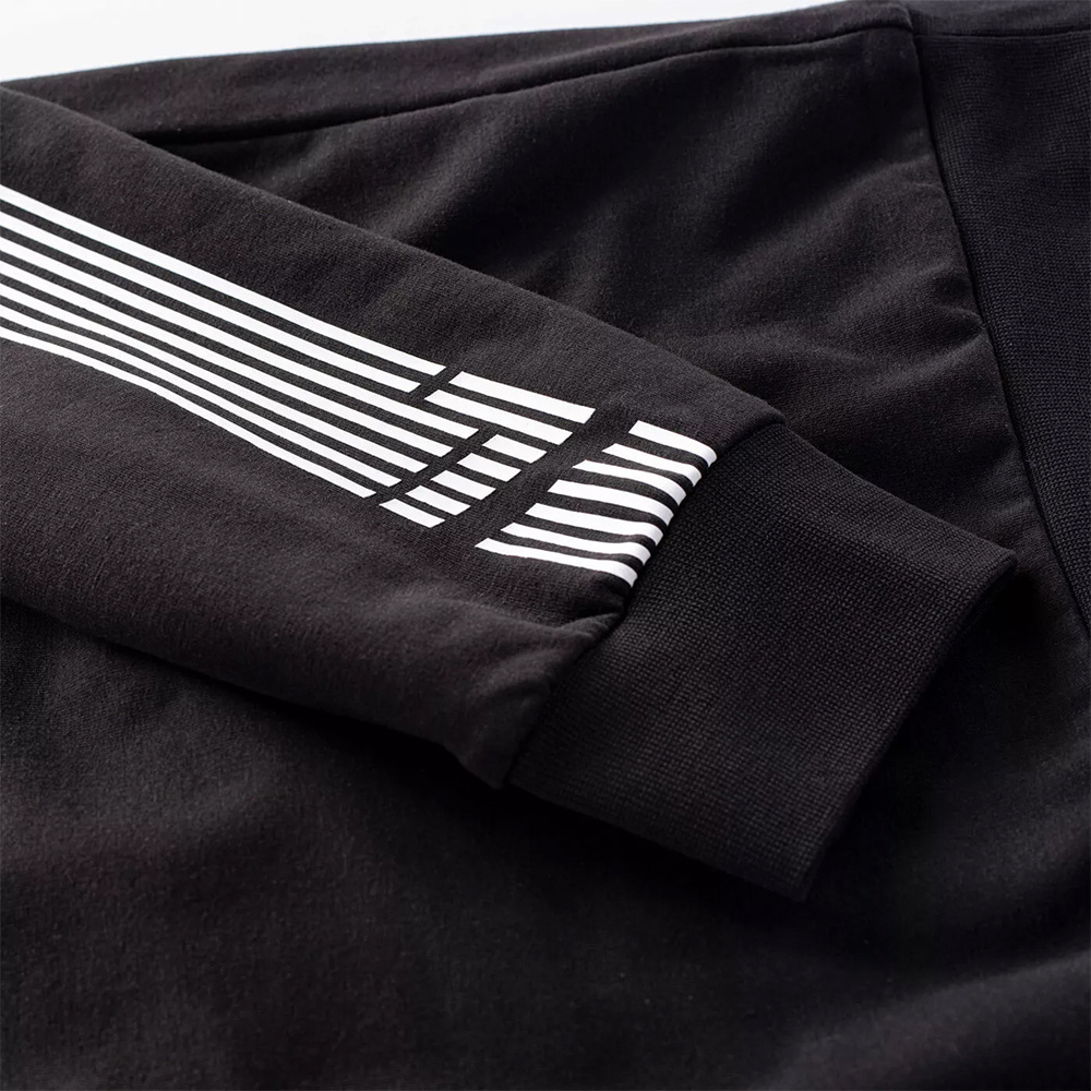 Ea7 Round Collar Long Sleeve Sweater In Black