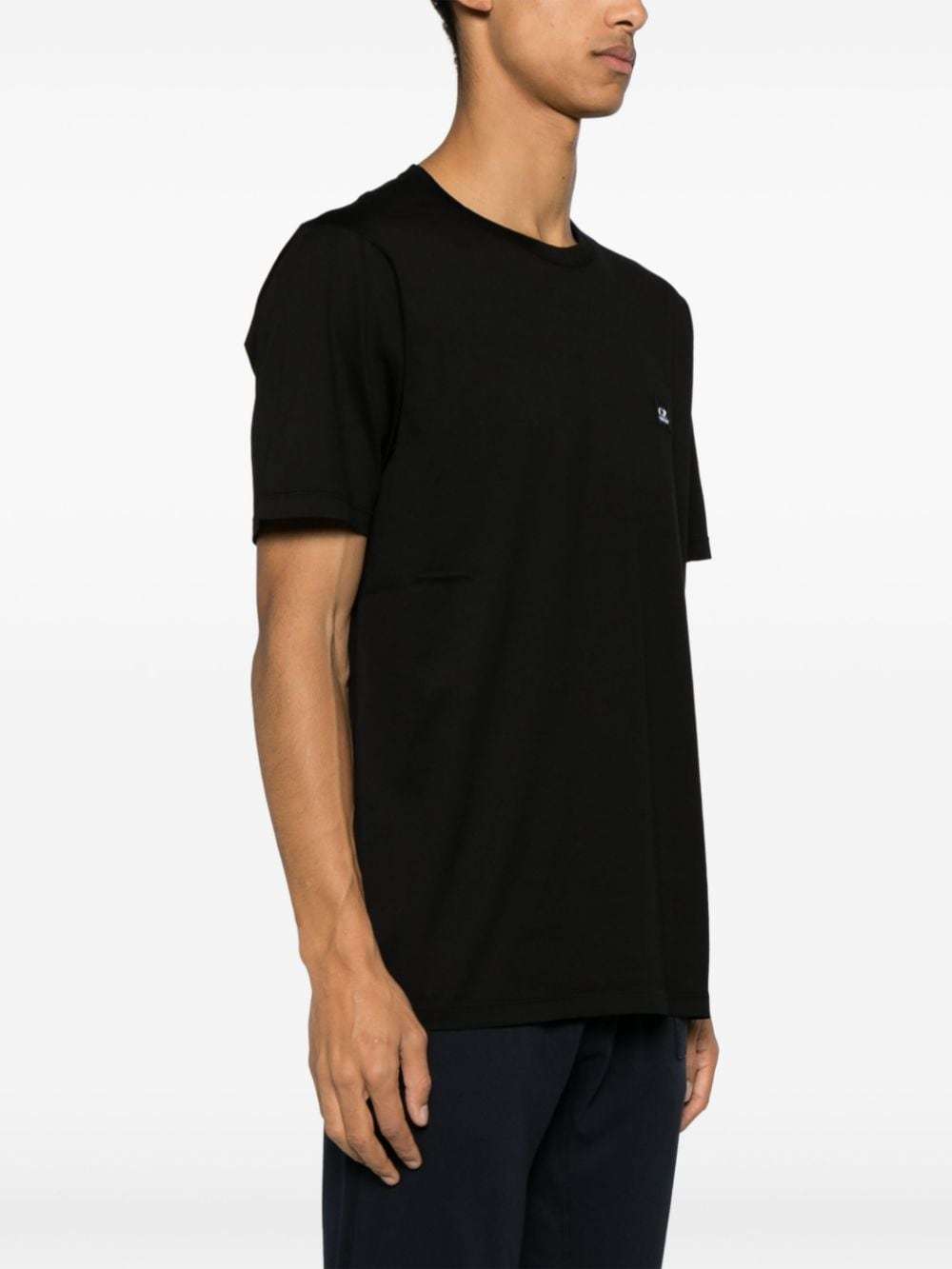 C.p. Company Blue T-shirt With Logo Printed On The Front In Black