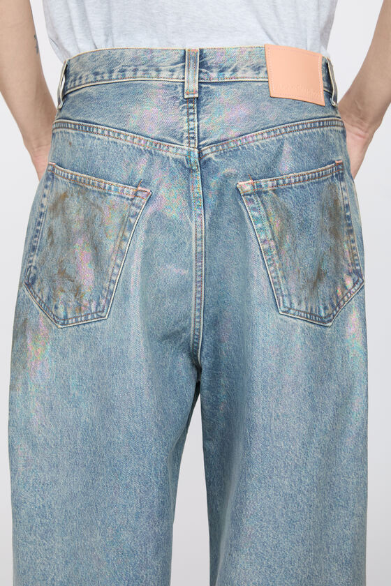 Acne Studios Stained-effect Wide-leg Jeans In Gray