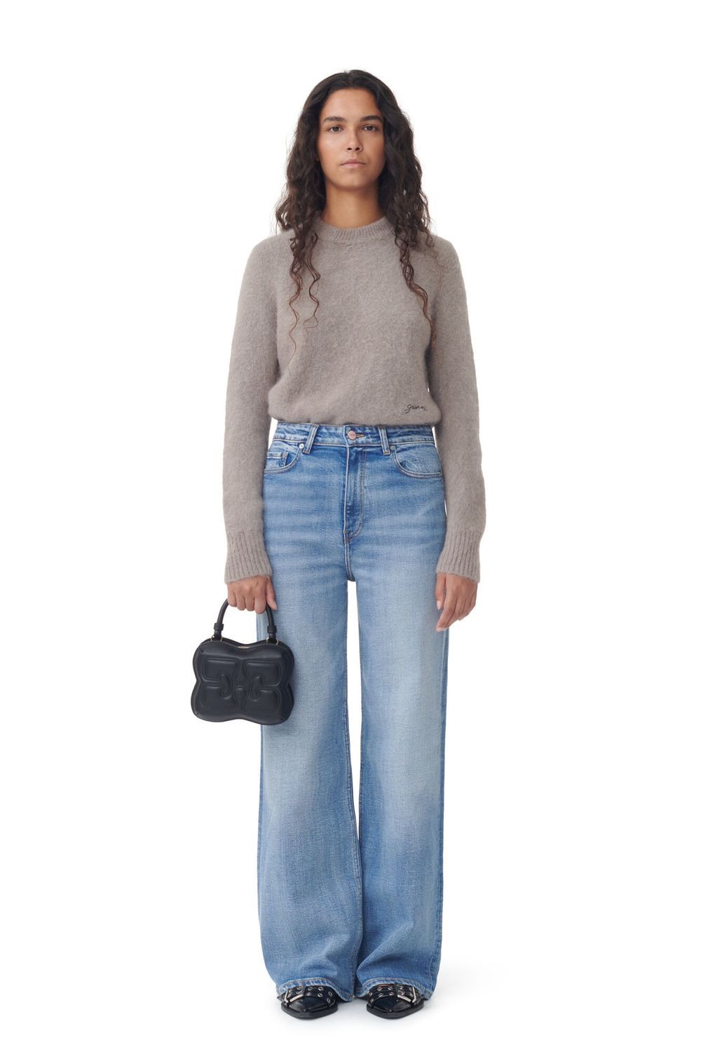 Ganni Andi High-rise Wide-leg Jeans In Blue
