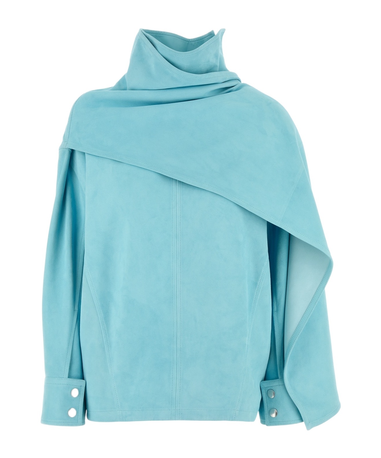 Bottega Veneta Light Blue Leather Blouse In Blue