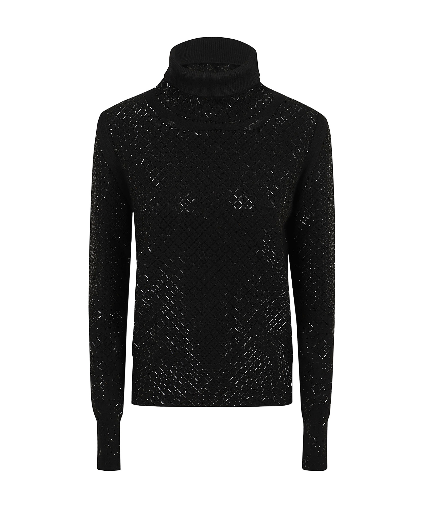 Ermanno Scervino Textured Long Sleeve Sweater With High Neck In Black