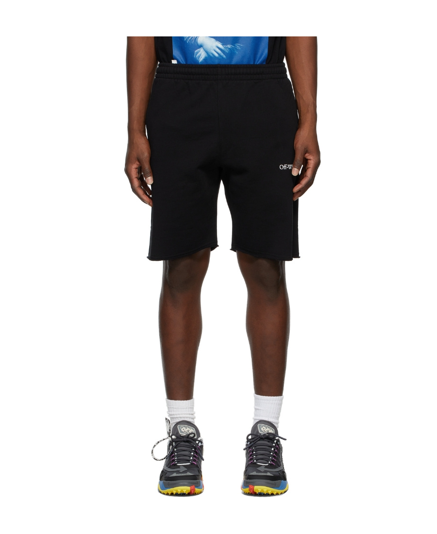 Off-white 'spray Arrow' Black Shorts With Logo Lettering On The Front And Logo Print On The Rear In Black