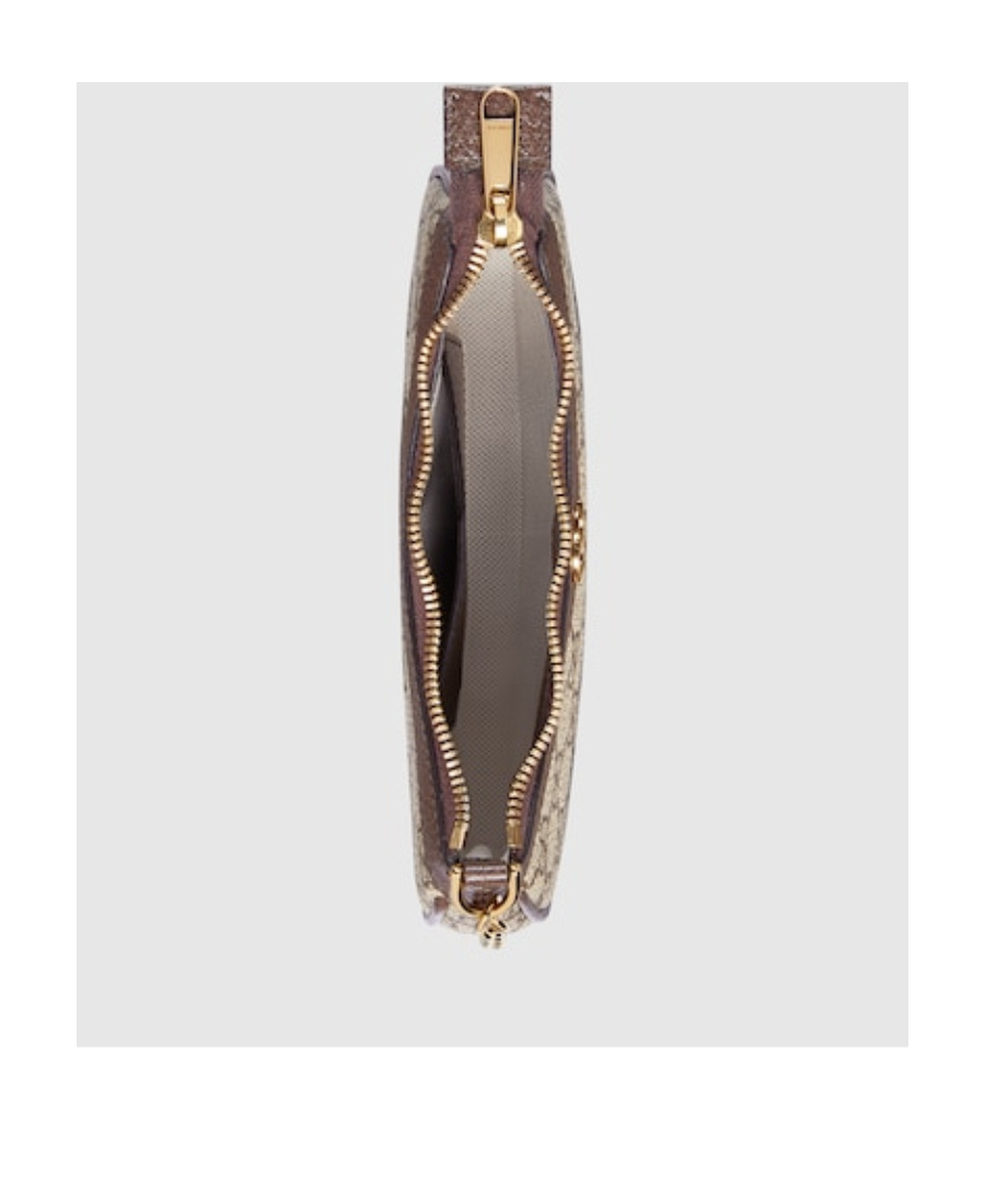 Gucci Women Beige Shoulder Bag With Gg Plaque On The Front And Chain-link Handle In Gg Canvas Woman In Multi