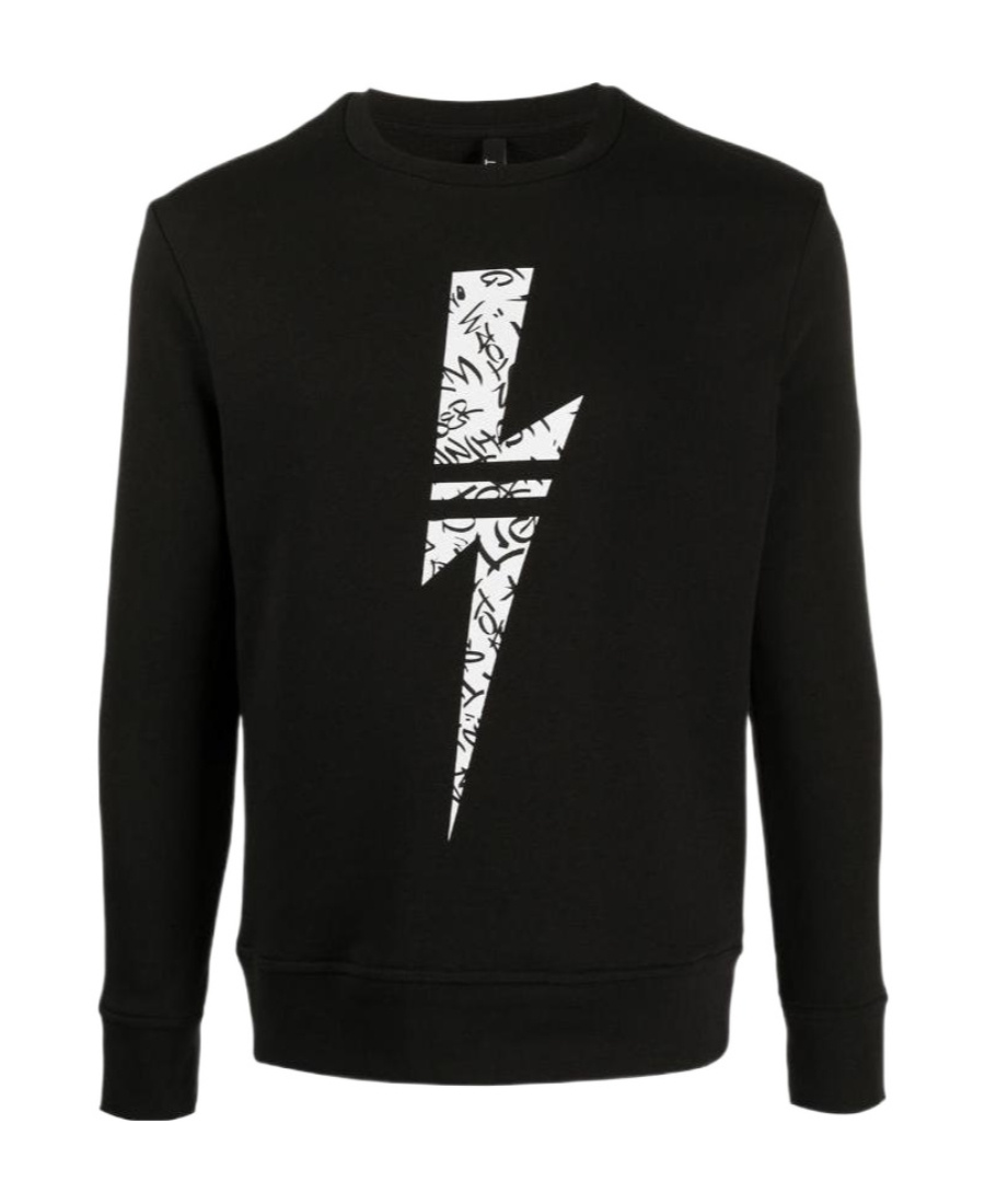 Neil Barrett Lightning Printed Pullover In Black