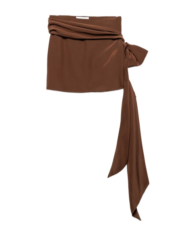 Prada Crepe De Chine Miniskirt In Brown