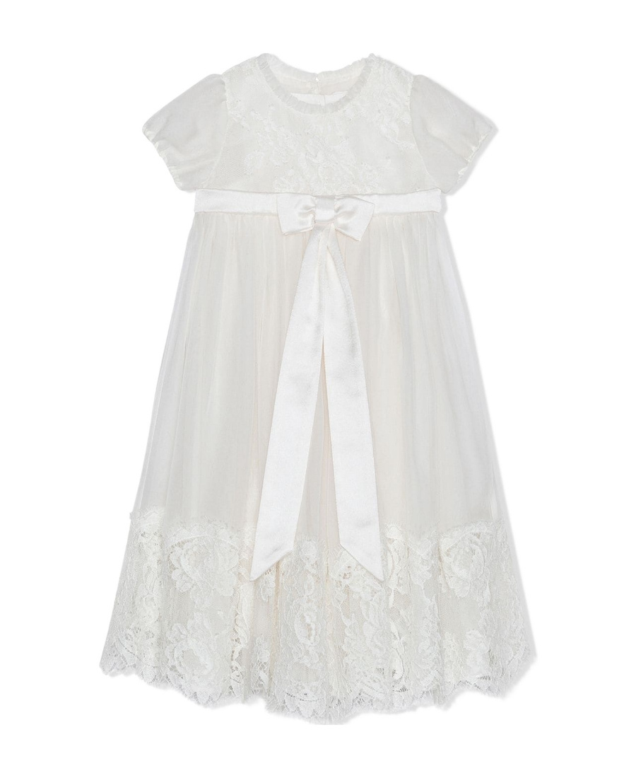Dolce & Gabbana Silk Chiffon And Lace Dress In White