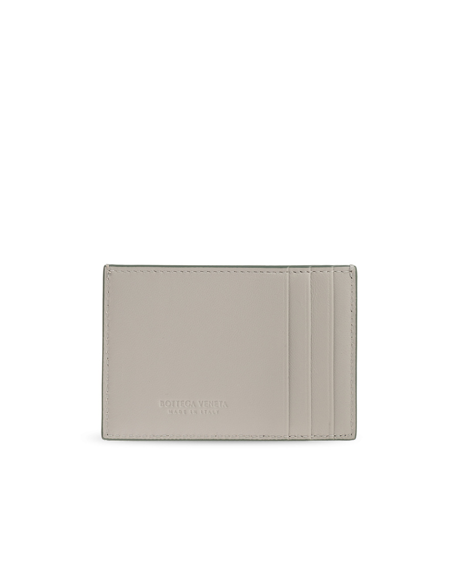 Bottega Veneta Cassette Cardholder In Intreccio Leather In Gray