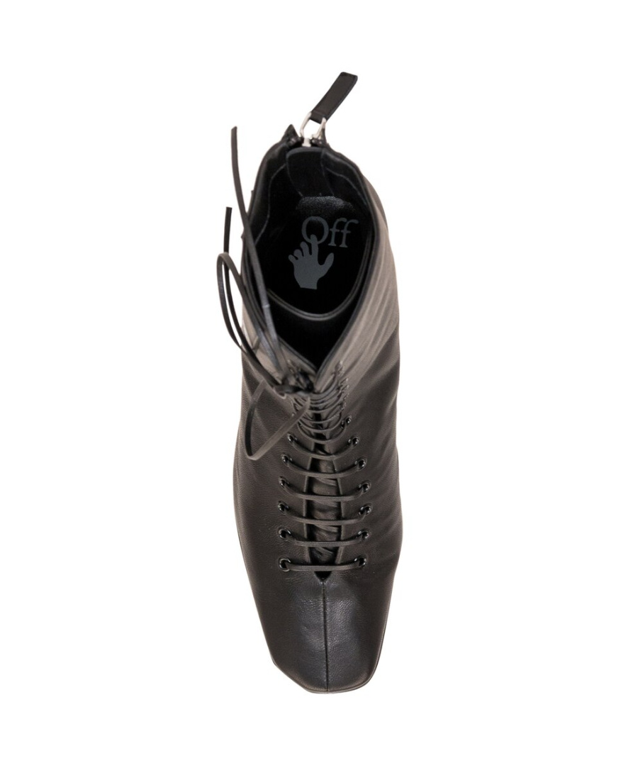 Off-white Off White Leather Heel Boots Women In Black