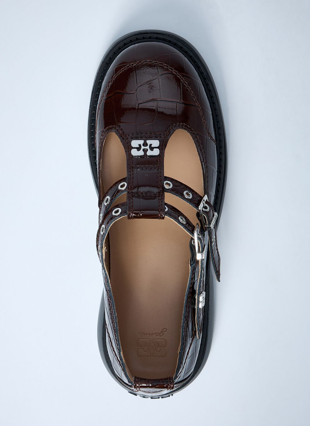 Ganni Butterfly Crocodile-effect Buckle Loafers