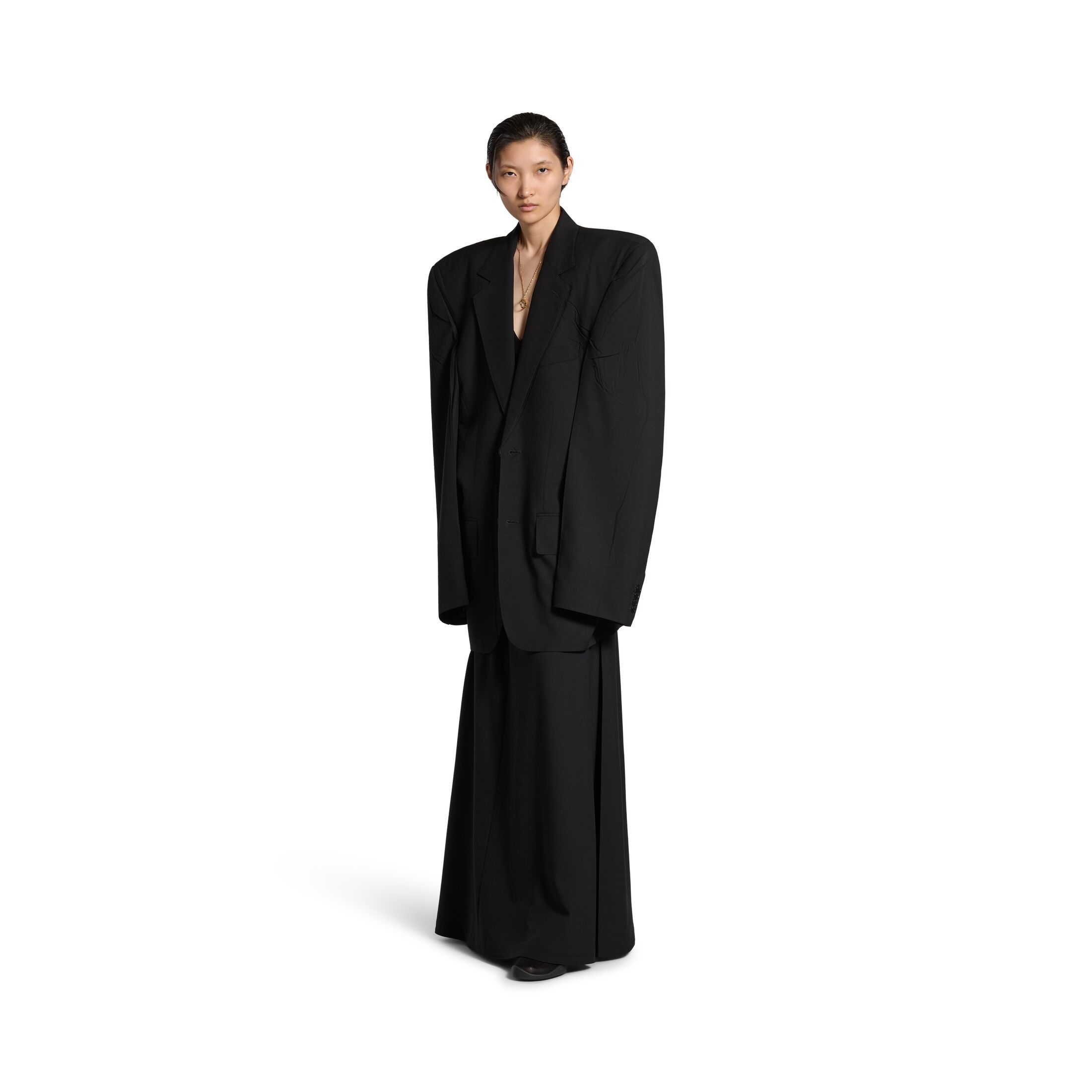 Balenciaga Voluminous-shoulder Blazer In Black