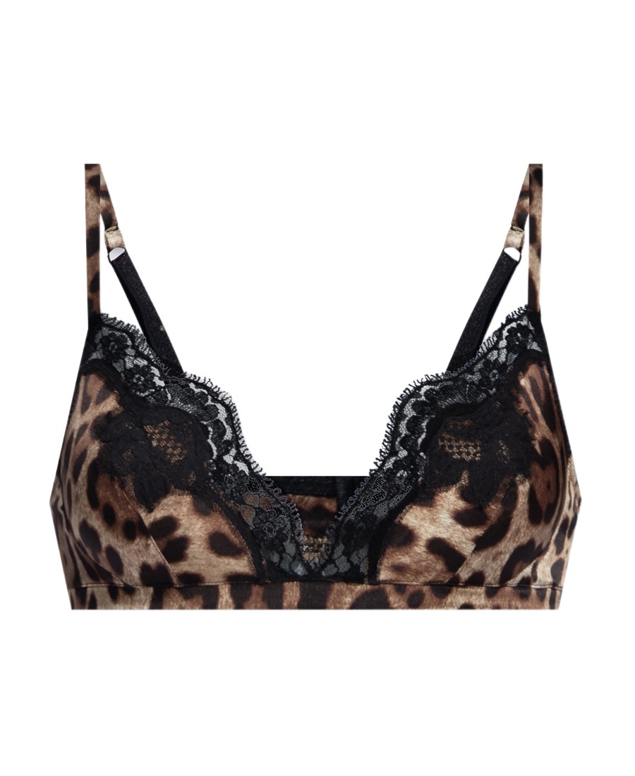 DOLCE & GABBANA LEOPARD-PRINT LACE-DETAIL BRA