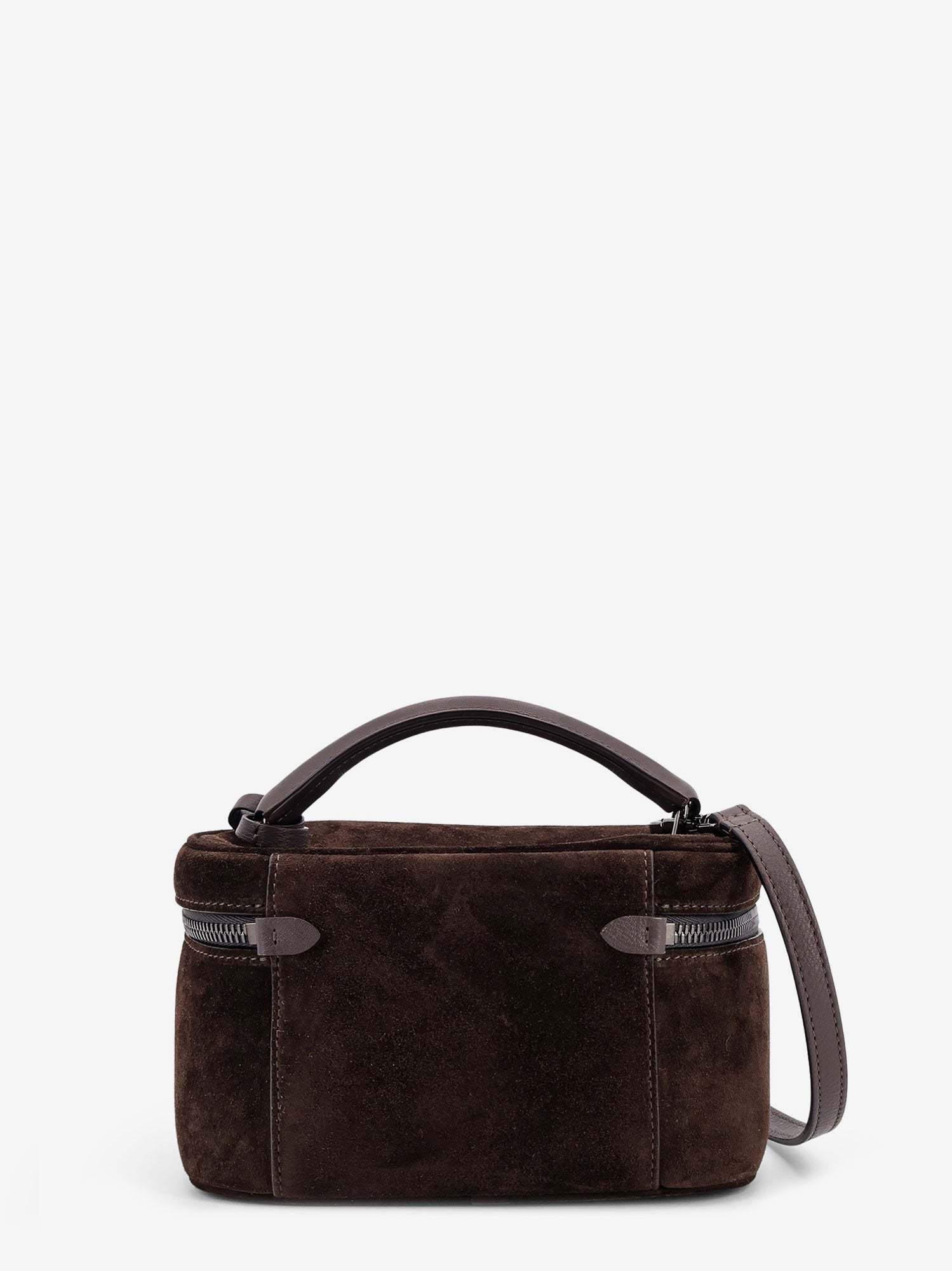 Brunello Cucinelli Suede Shoulder Bag With Padlock In Brown
