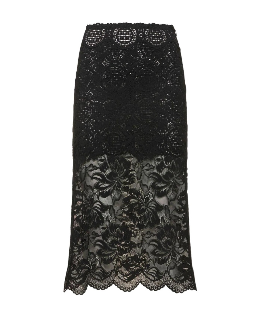 RABANNE FLORAL-LACE MIDI SKIRT