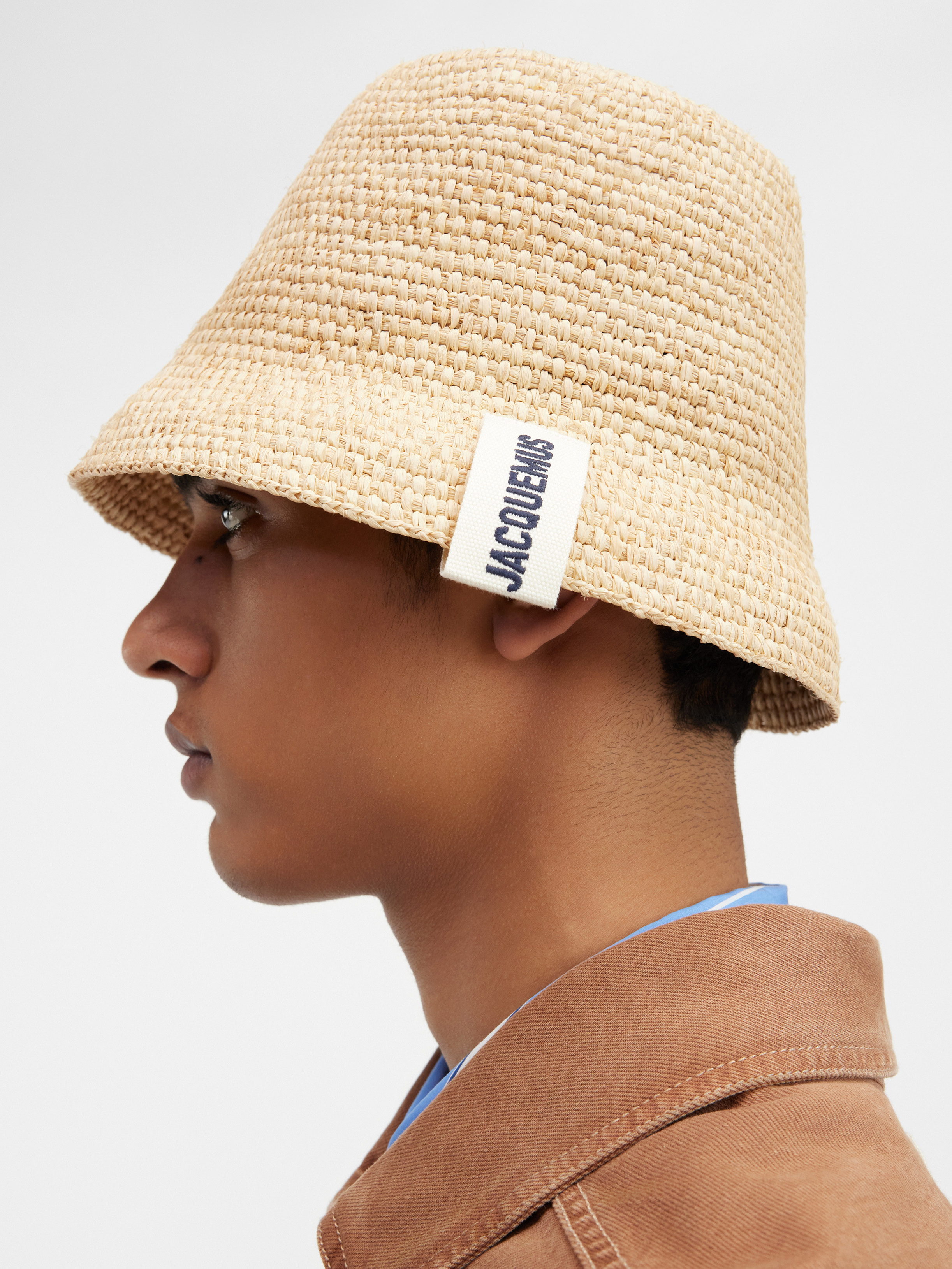 Jacquemus Le Bob Raphia Bucket Hat In Nude