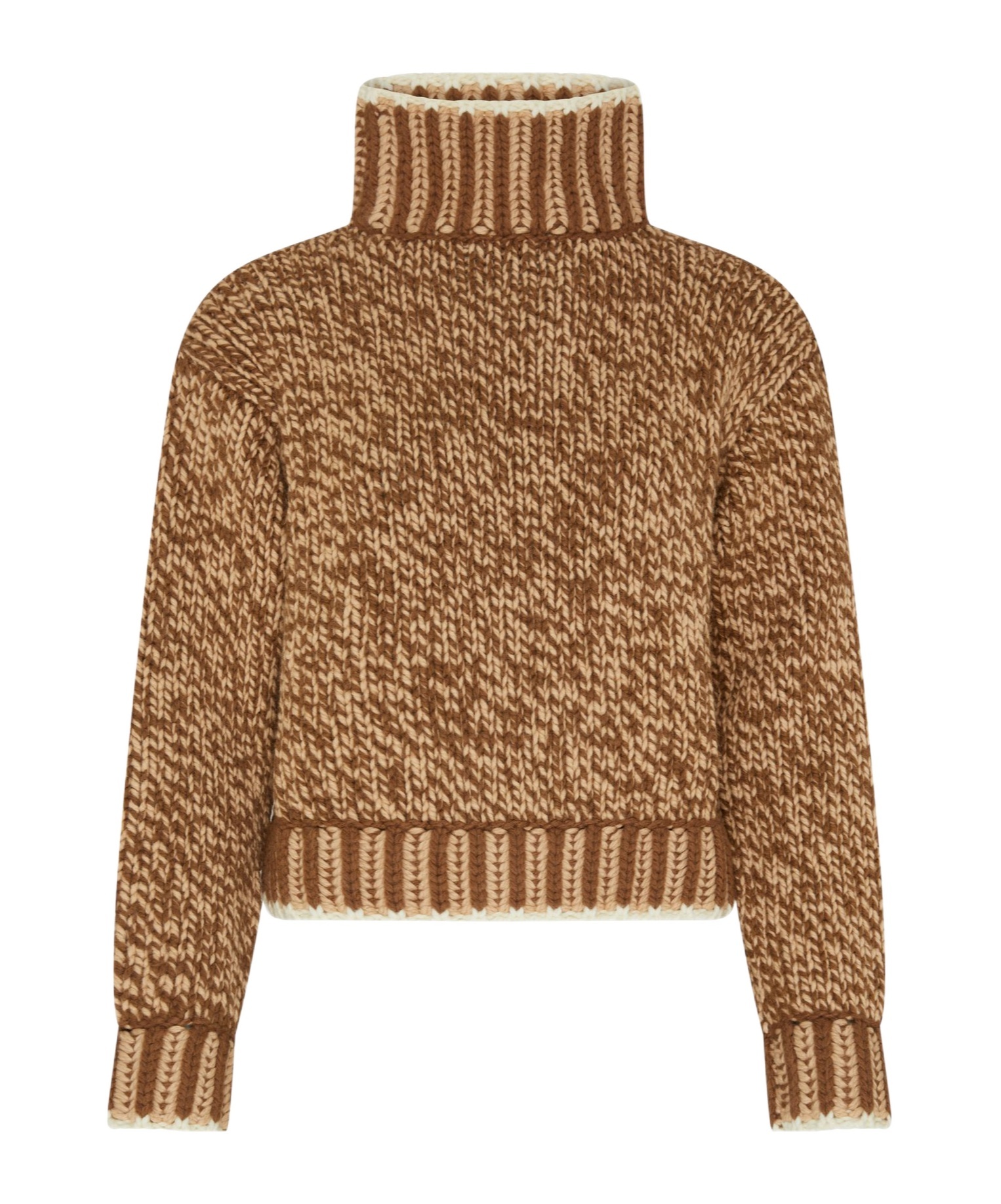 Moncler Patterned Wool Turtleneck Sweater In Caramel Color