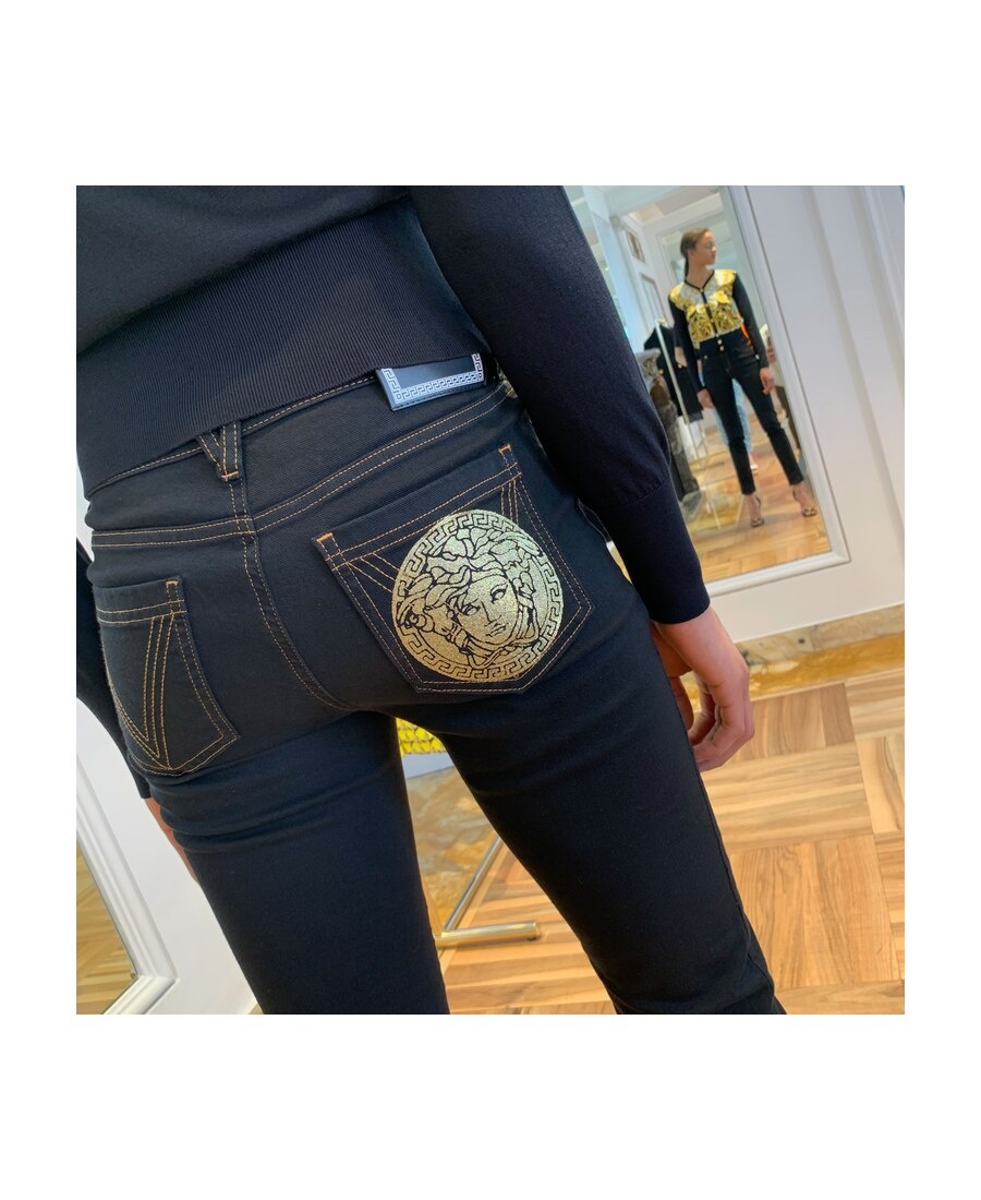 Versace Medusa Motif Skinny Jeans In Black