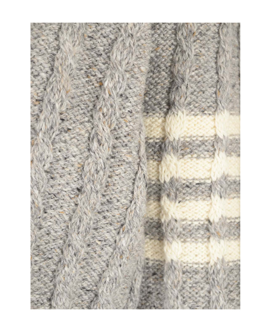 THOM BROWNE THOM BROWNE RWB STRIPED TWIST CABLE-KNITTED CARDIGAN