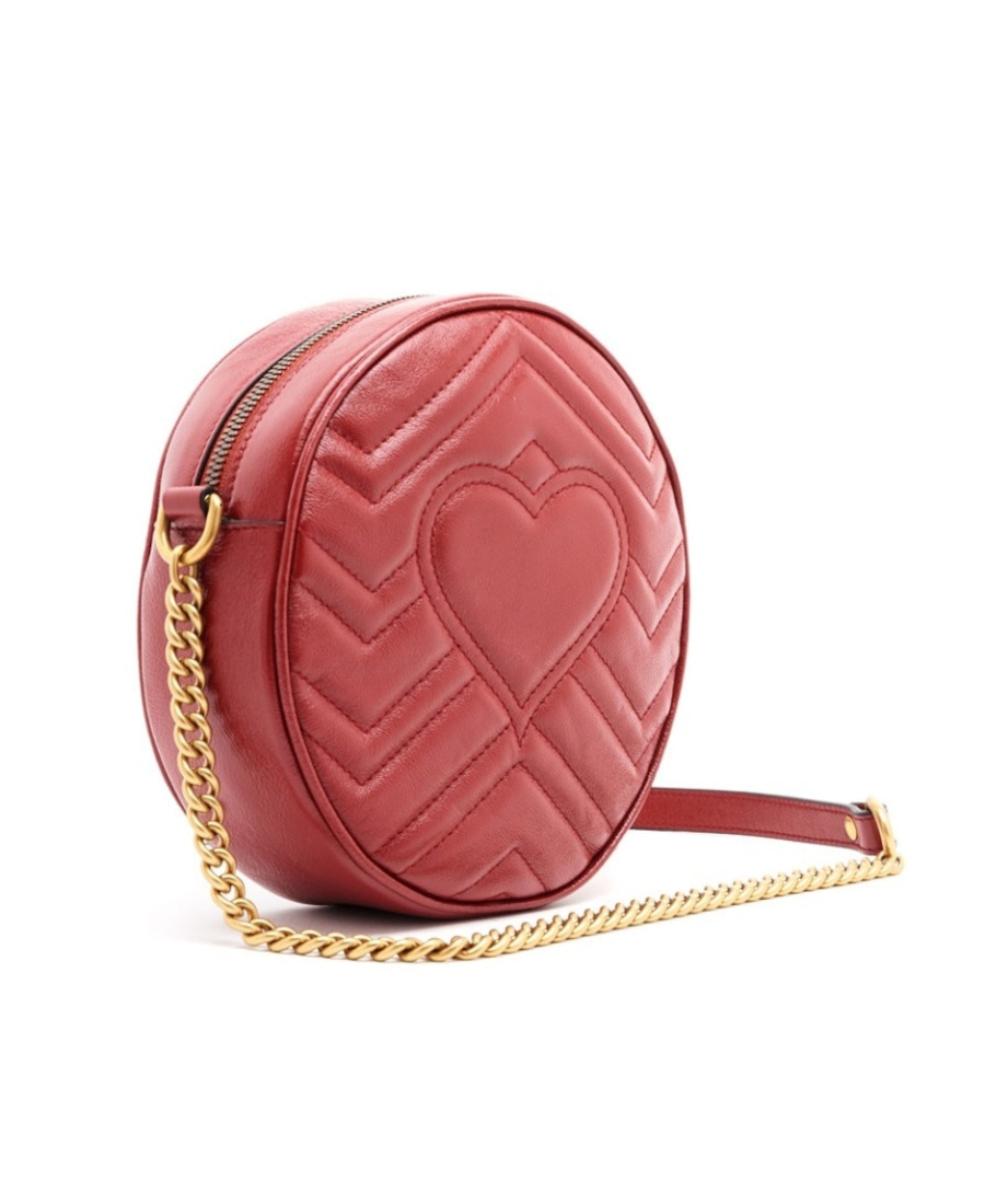Gucci Gg Marmont Mini Leather Round Shoulder Bag In Red