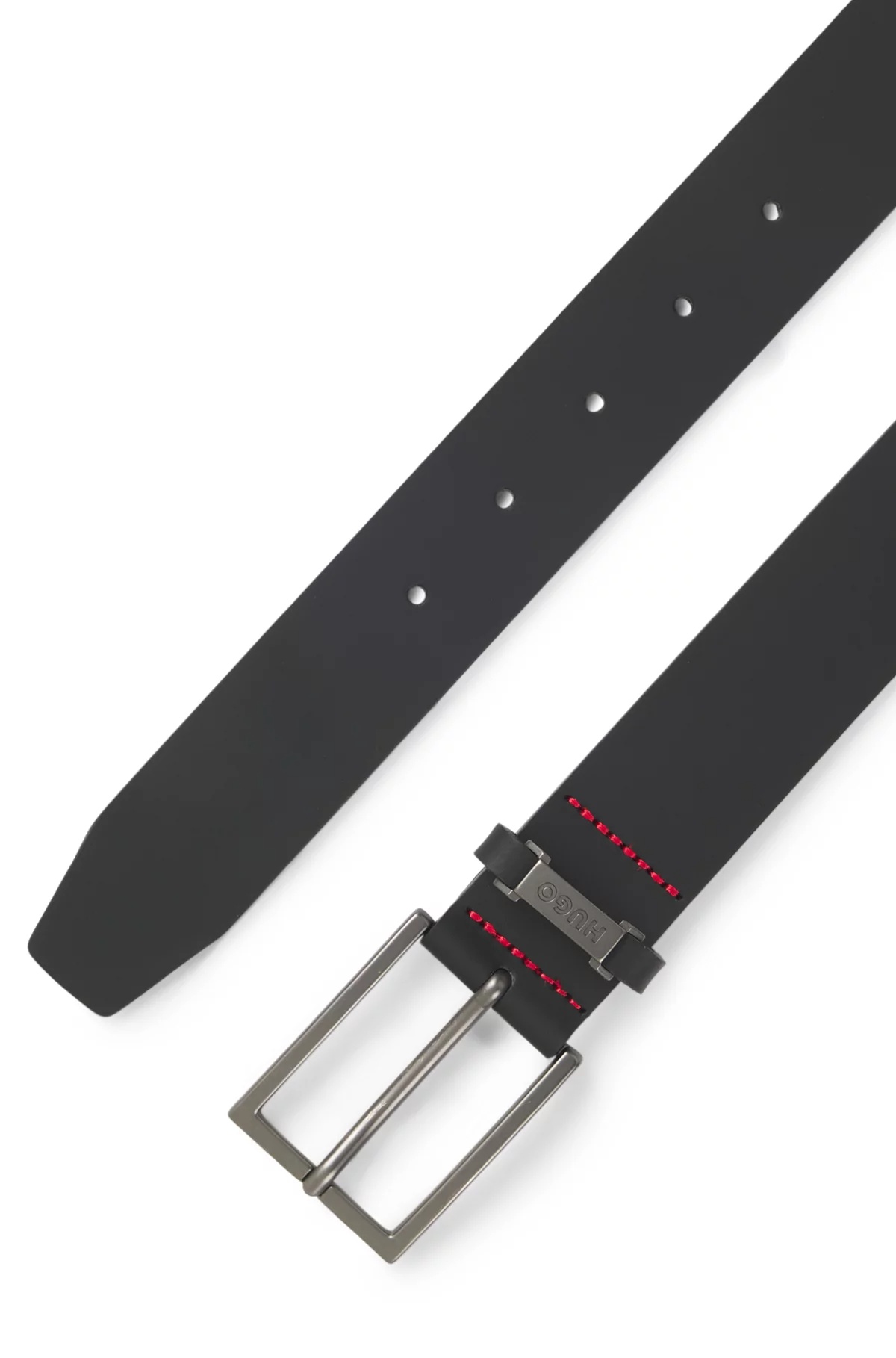 Hugo Boss Leather Belt With Logo Plaque Buckle In Black