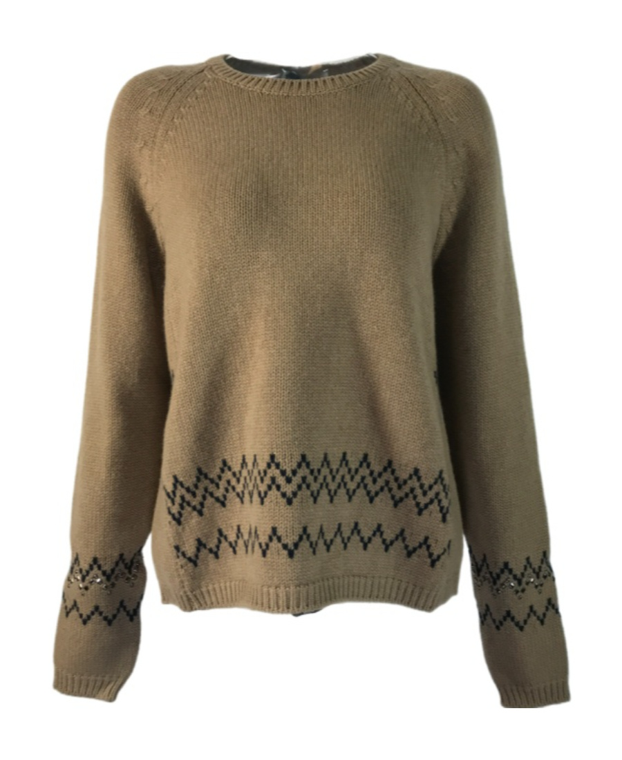 Max Mara Long-sleeved Knitted Sweater In Green