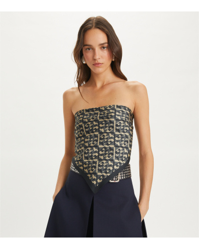 Tory Burch T Monogram Mulberry Silk Square Towel