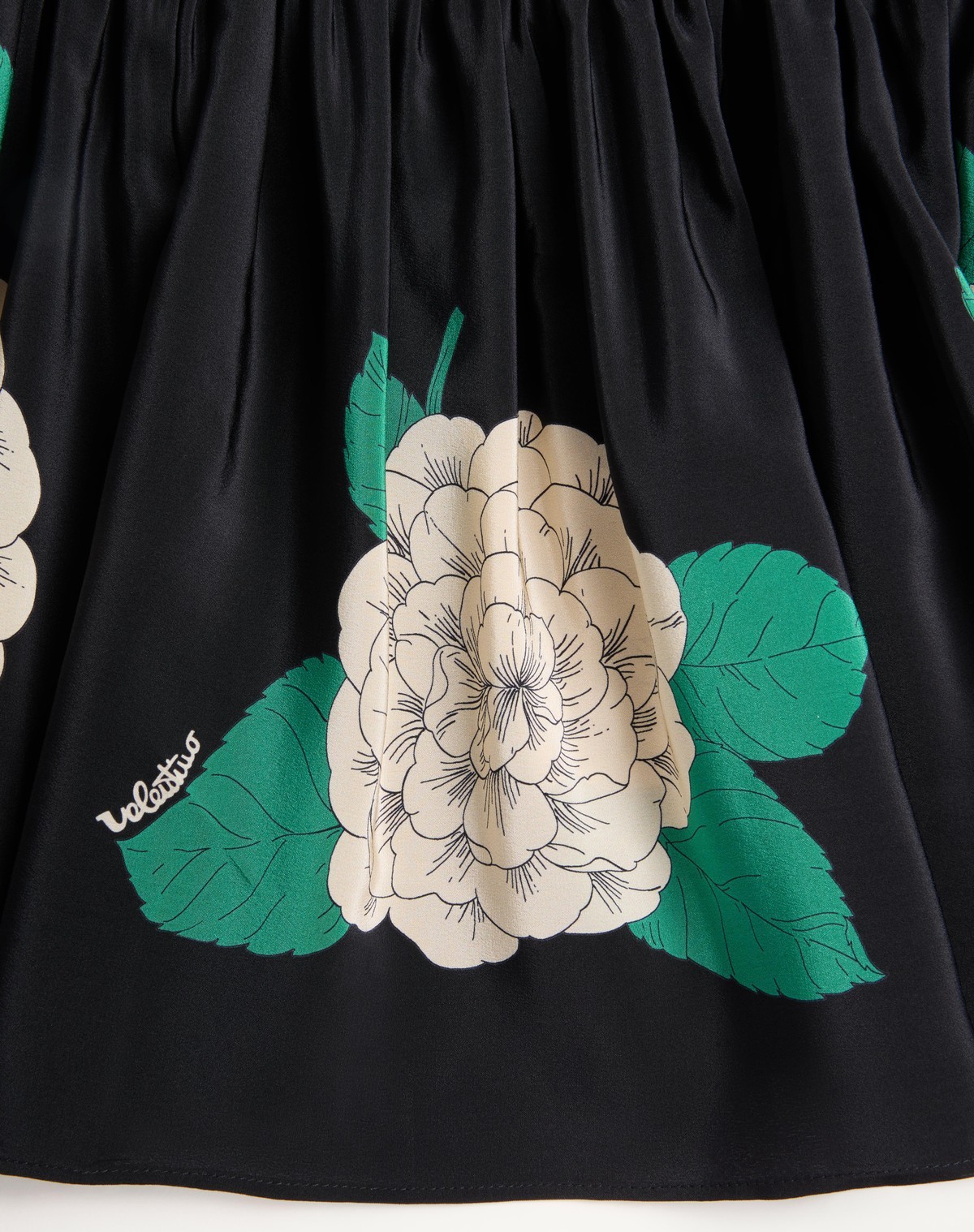 Valentino Womens Nero Avorio Verde Floral-print Silk-crepe Maxi Skirt In Black