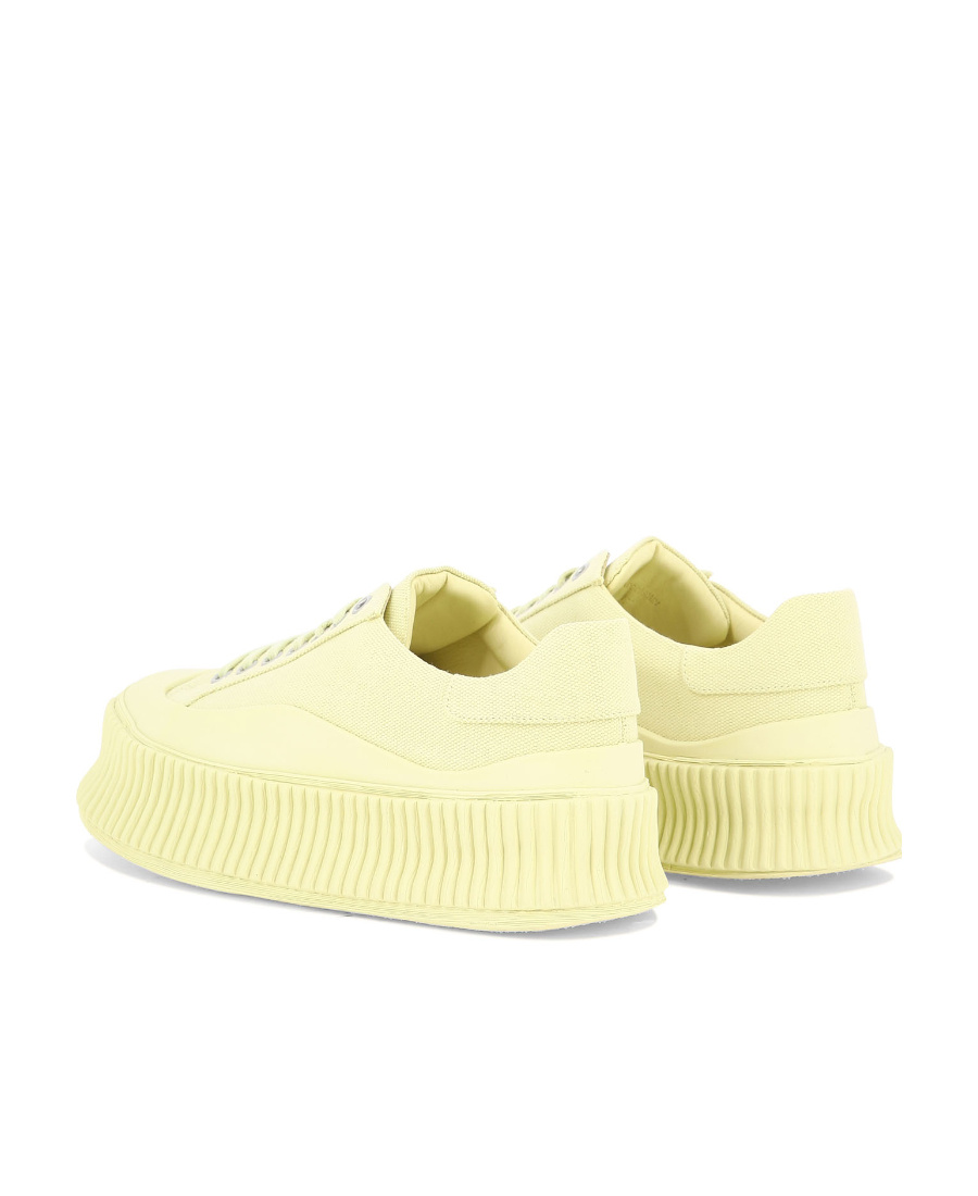Jil Sander White Leather Platform Sneakers In Yellow