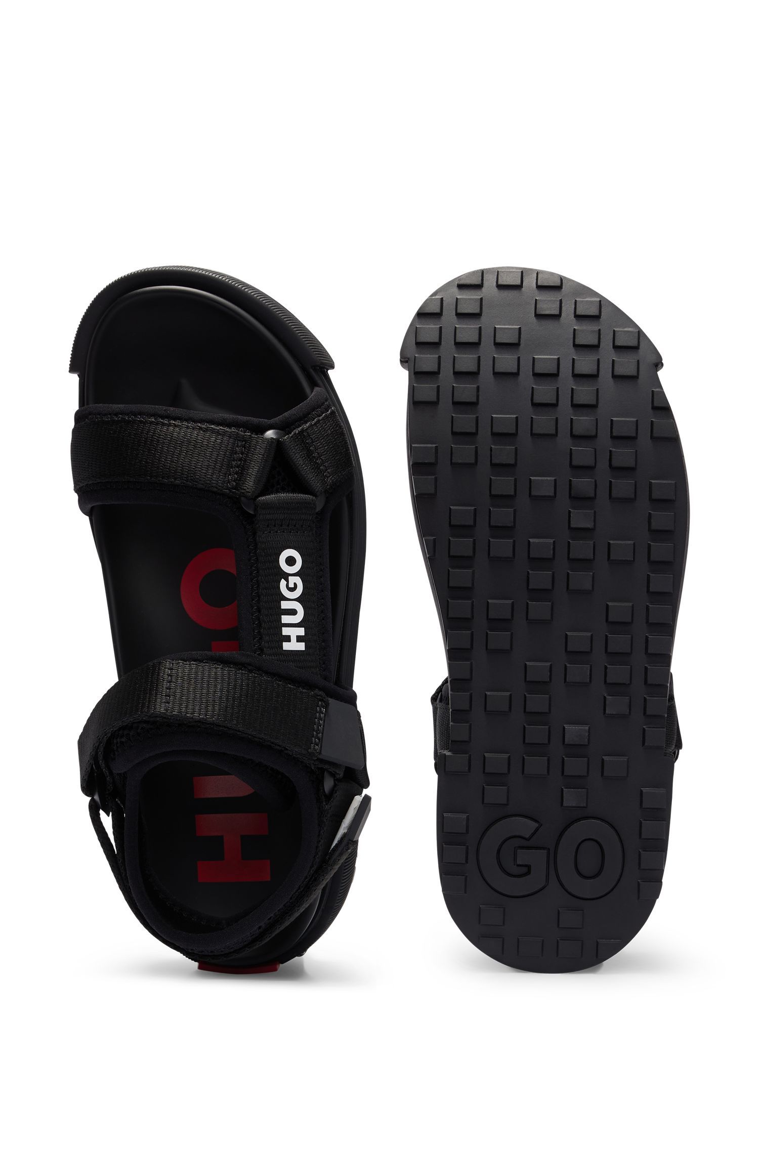 Hugo Boss Logo Sandals In Black