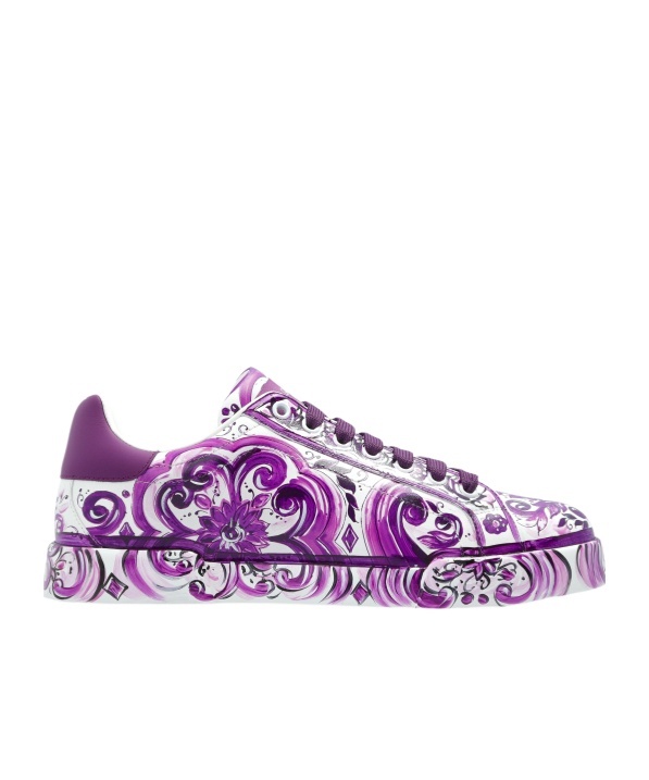 Dolce & Gabbana Majolica-print Portofino Light Strobel Sneaker In Purple