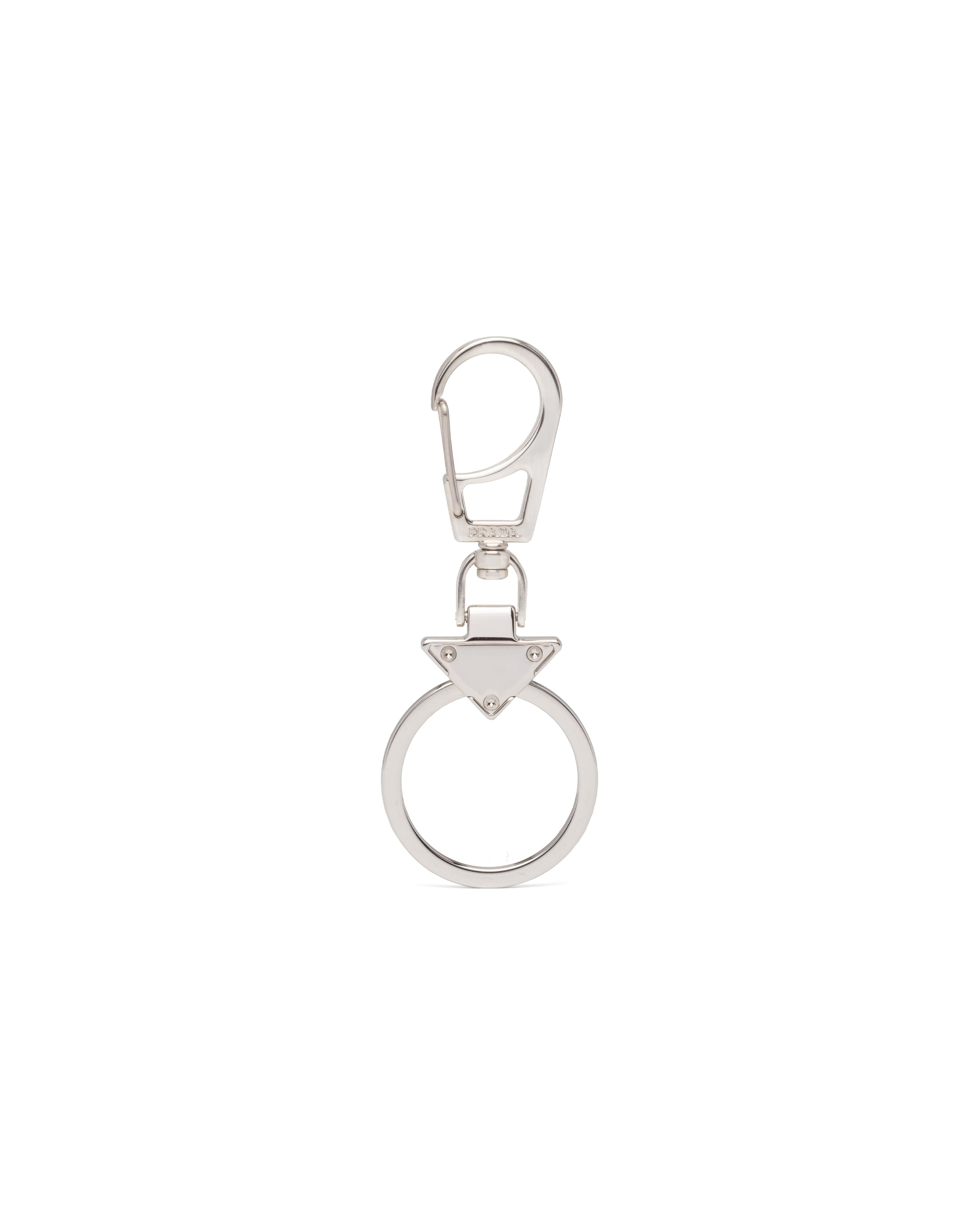 Prada Enamel Triangle Logo Keyring In White