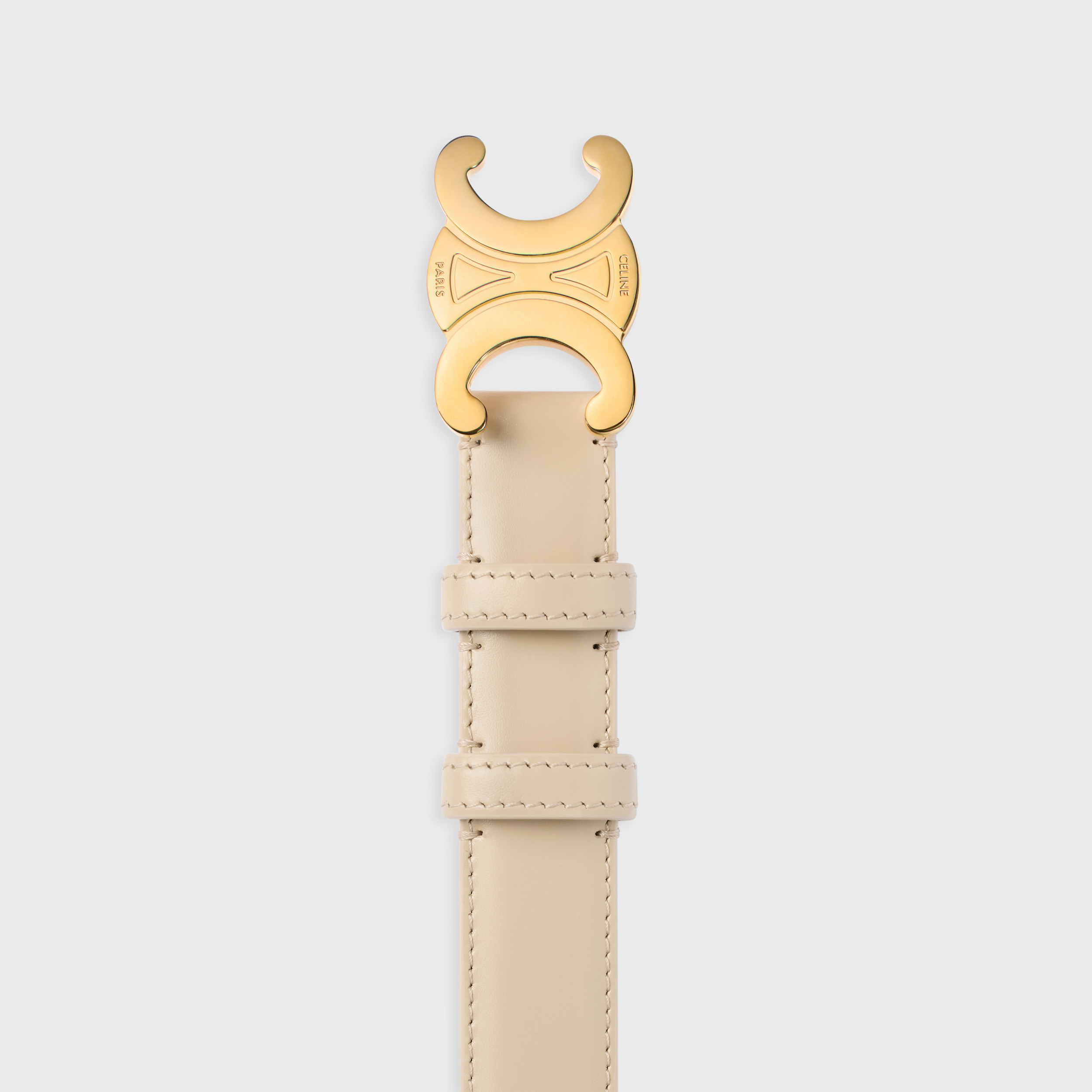 Celine Medium 25mm Triomphe Belt In Taurillon Leather In Neutral