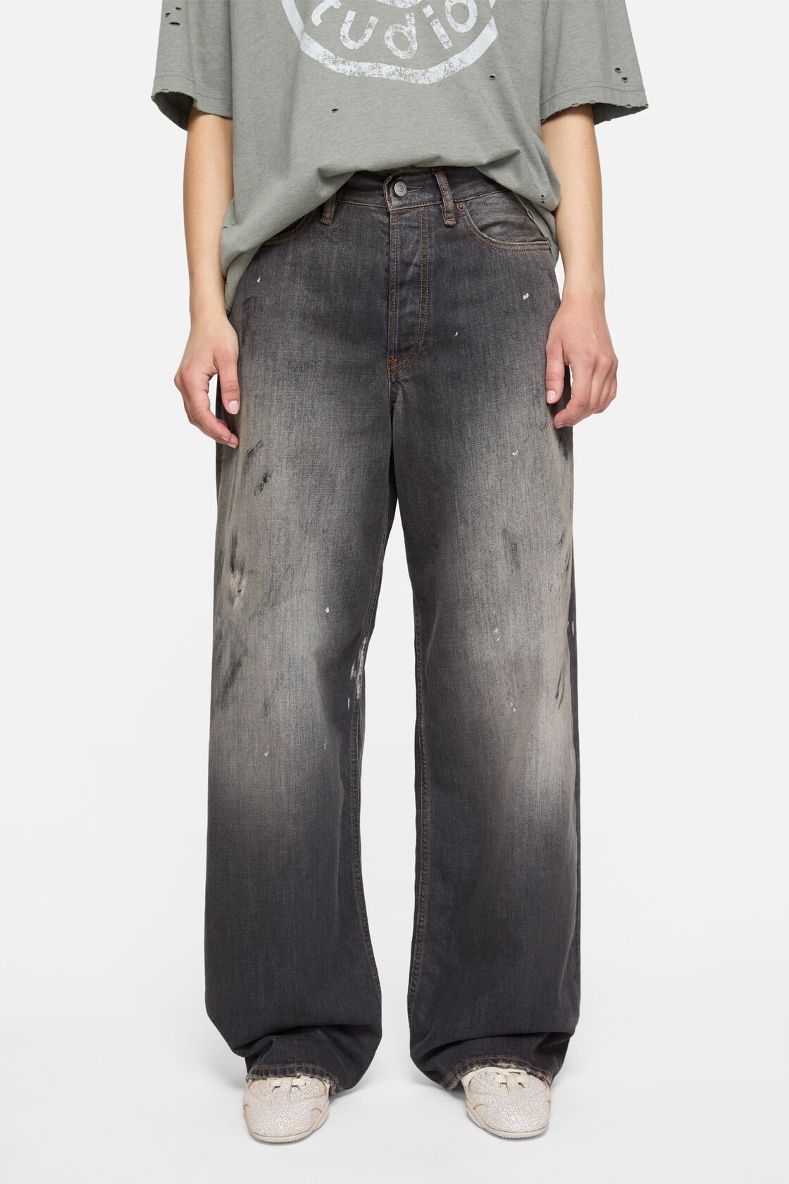 Acne Studios Denim Trousers With Belt Loops In Black