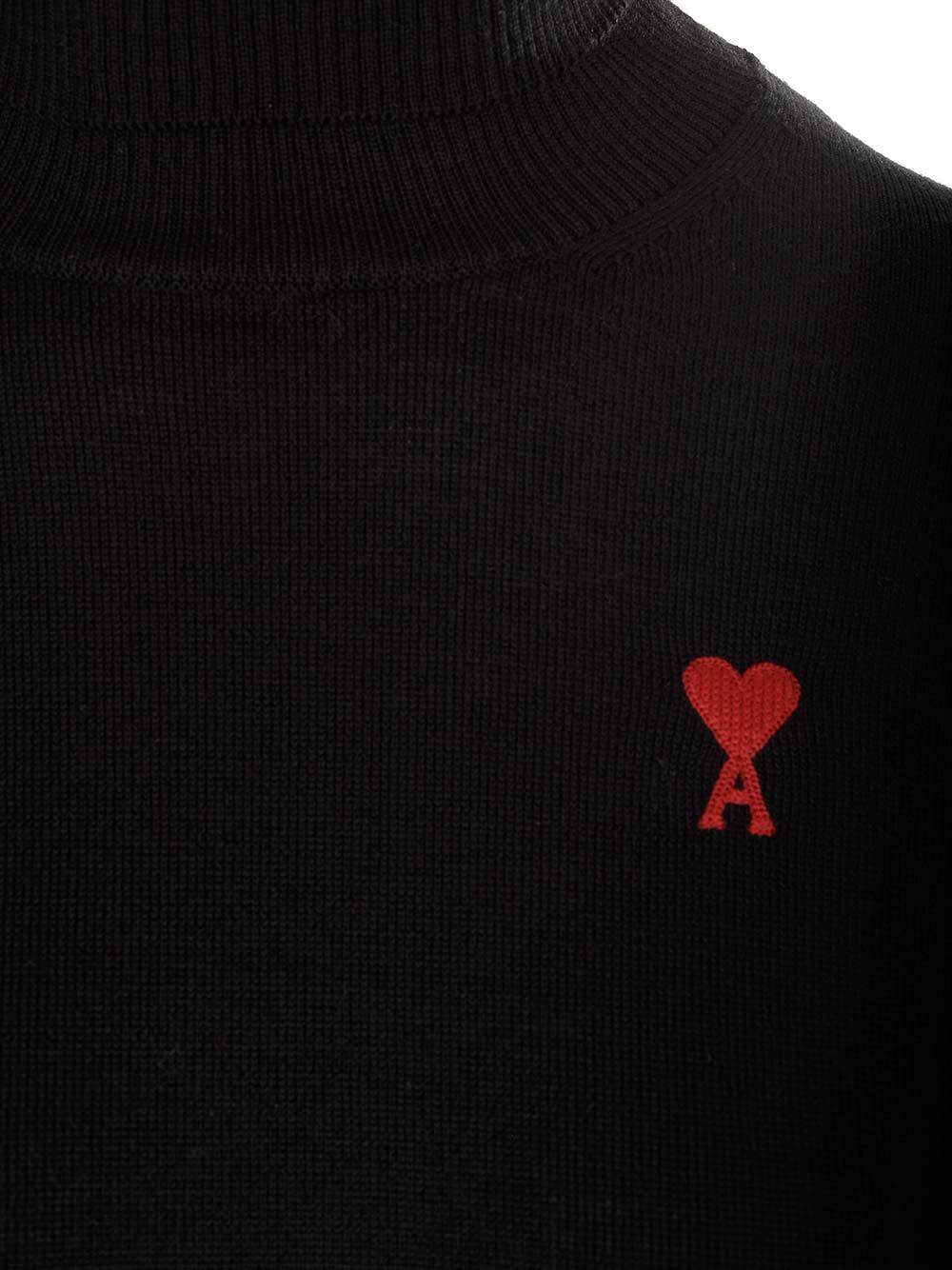 Ami Alexandre Mattiussi Ami Paris Jersey With Ami De Couer Embroidery In Black